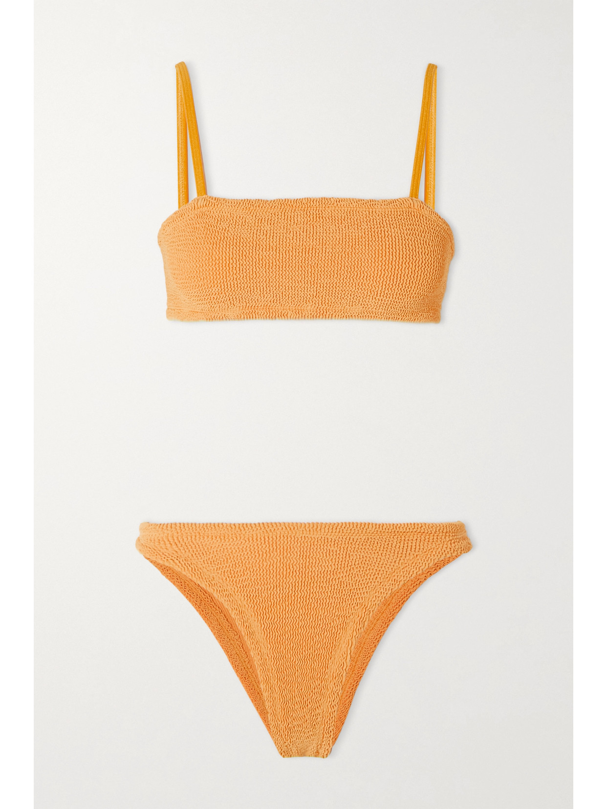 Hunza G + Net Sustain Gigi Seersucker Bikini In Orange