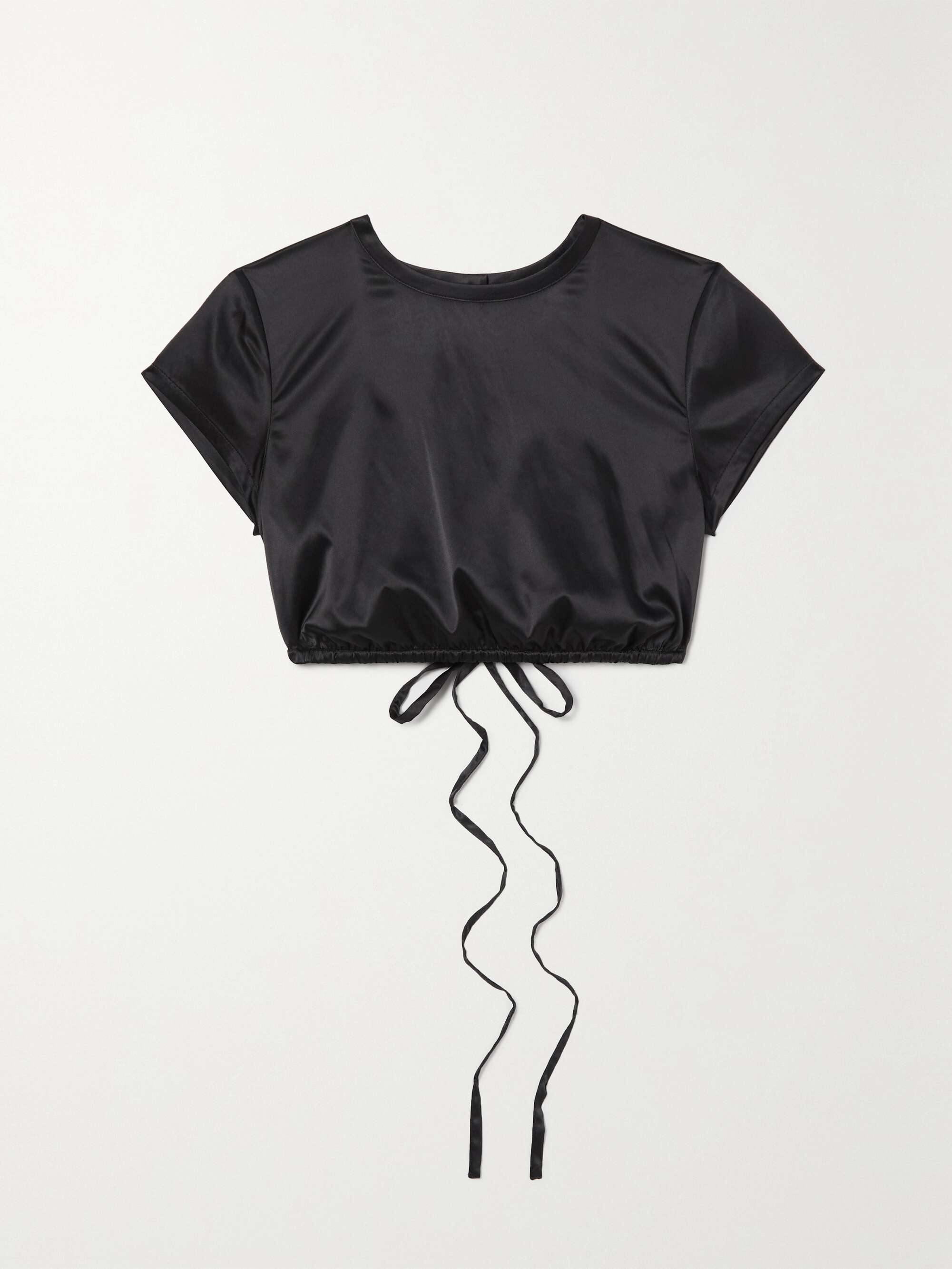 Black Woven Shine cropped open-back 
