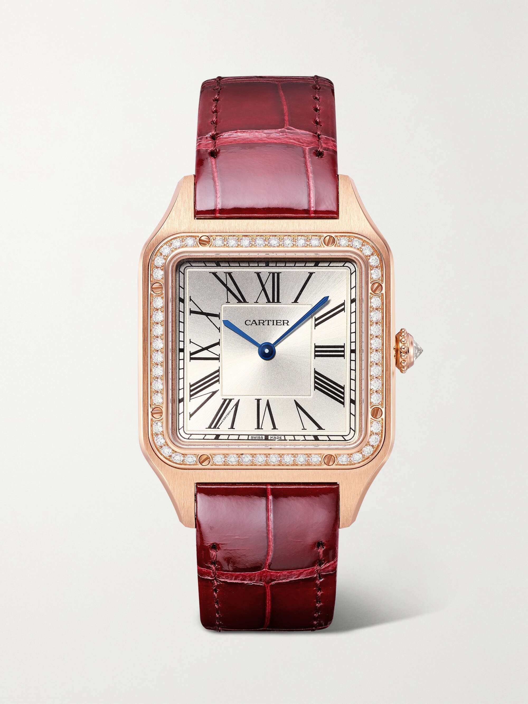 CARTIER Santos-Dumont 31.4mm large 18-karat rose gold, alligator and ...