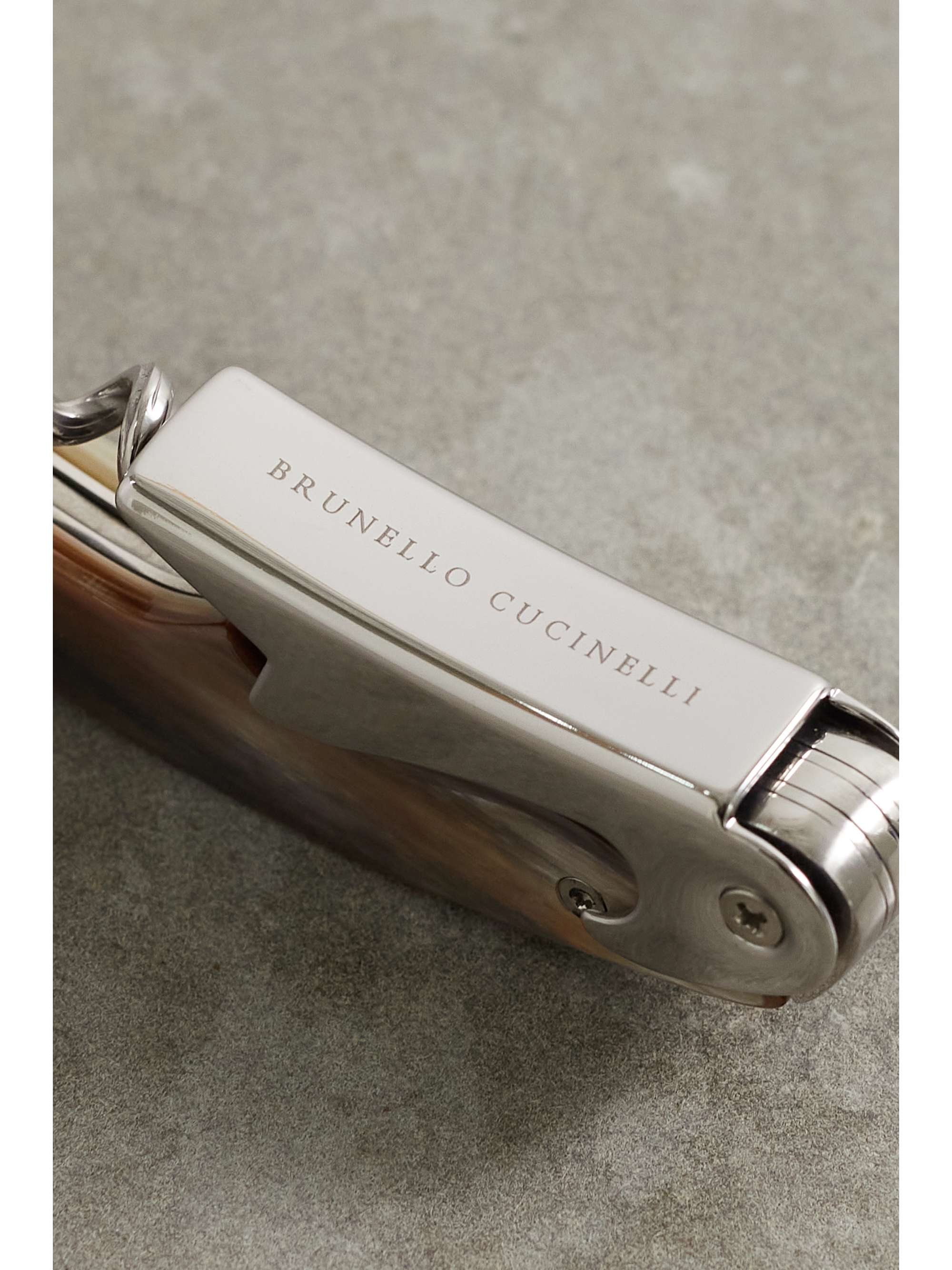 BRUNELLO CUCINELLI Tire-bouchon en acier inoxydable et corne