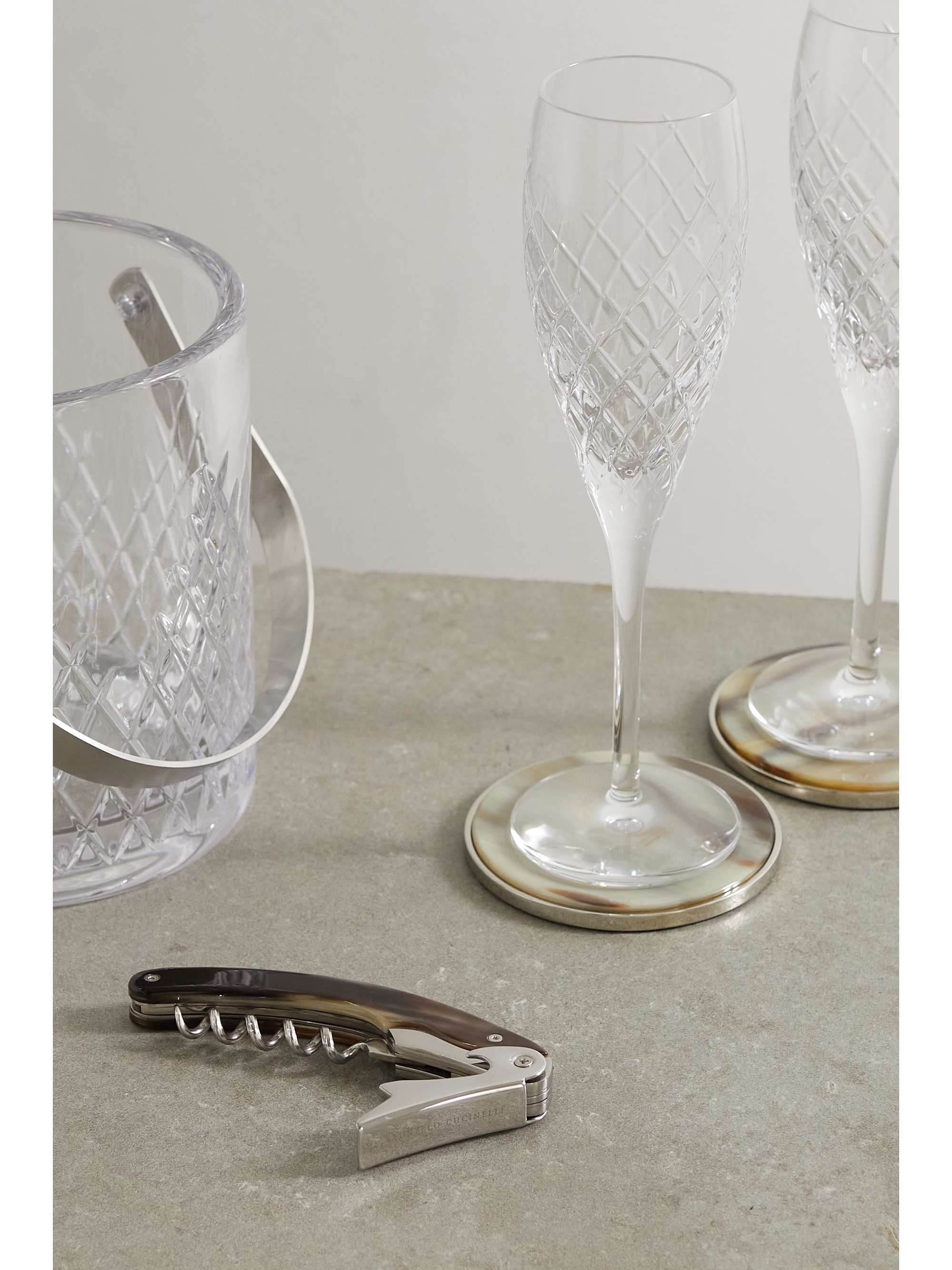 BRUNELLO CUCINELLI Tire-bouchon en acier inoxydable et corne