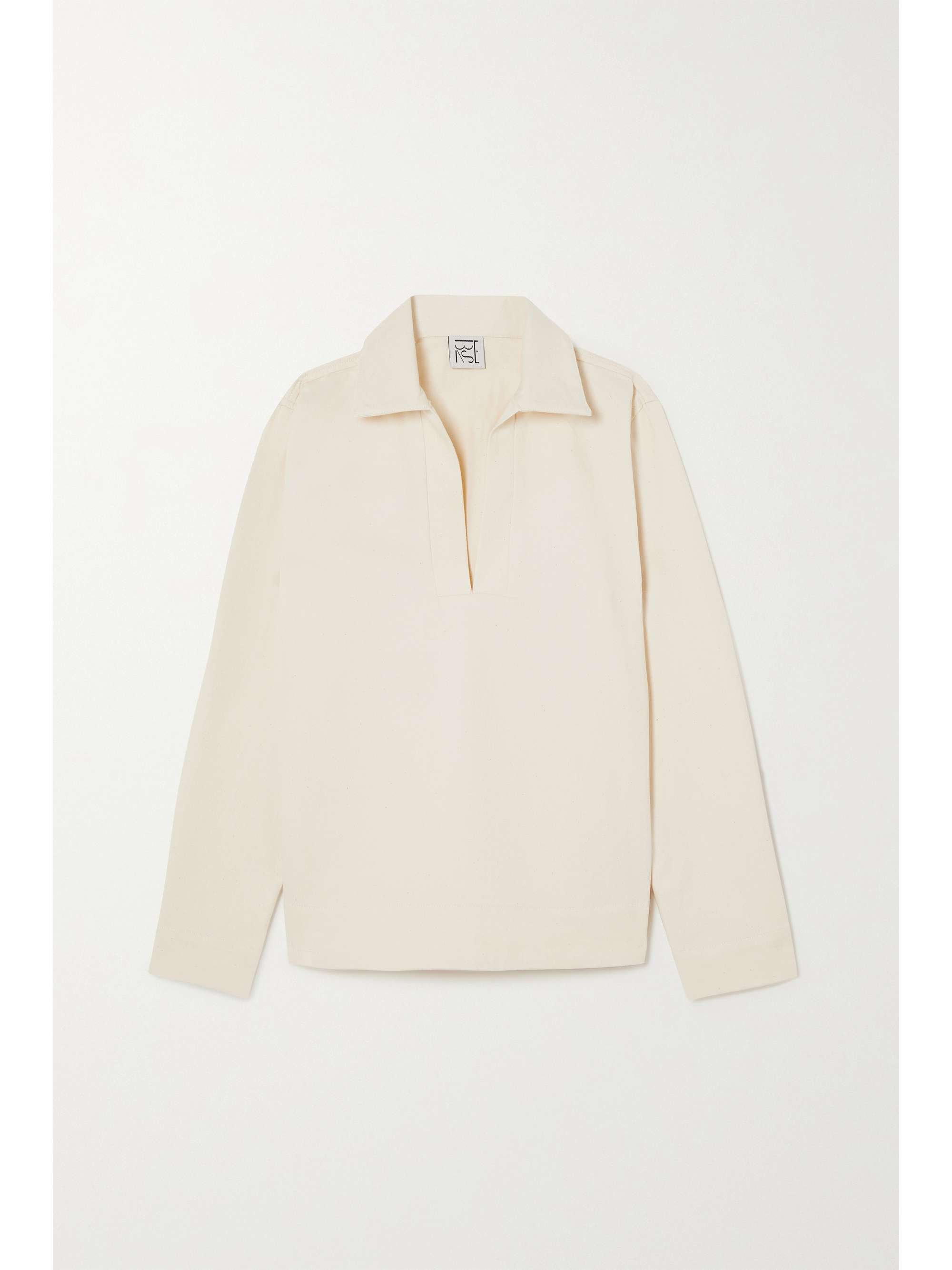 White Onda cropped organic cotton-twill 