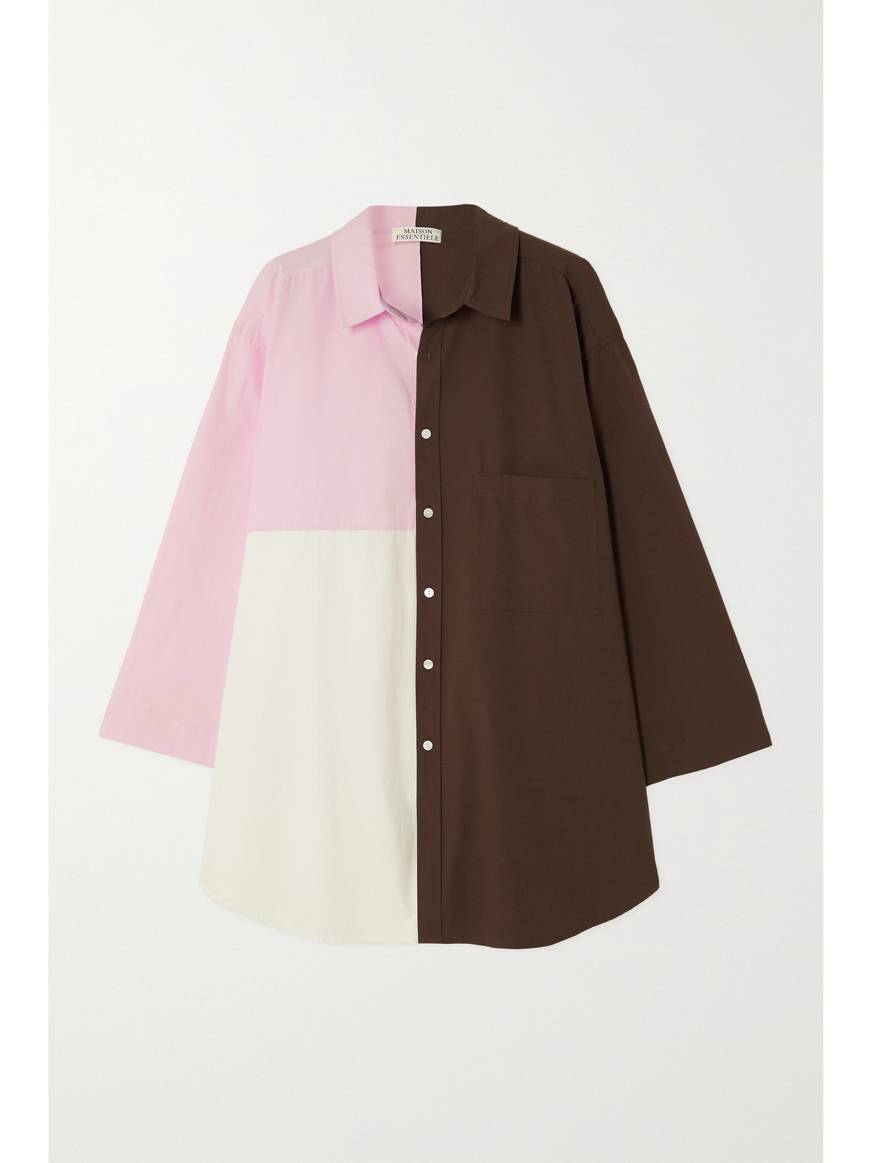 Maison Essentiele Color-block Cotton-poplin Shirt In Pink