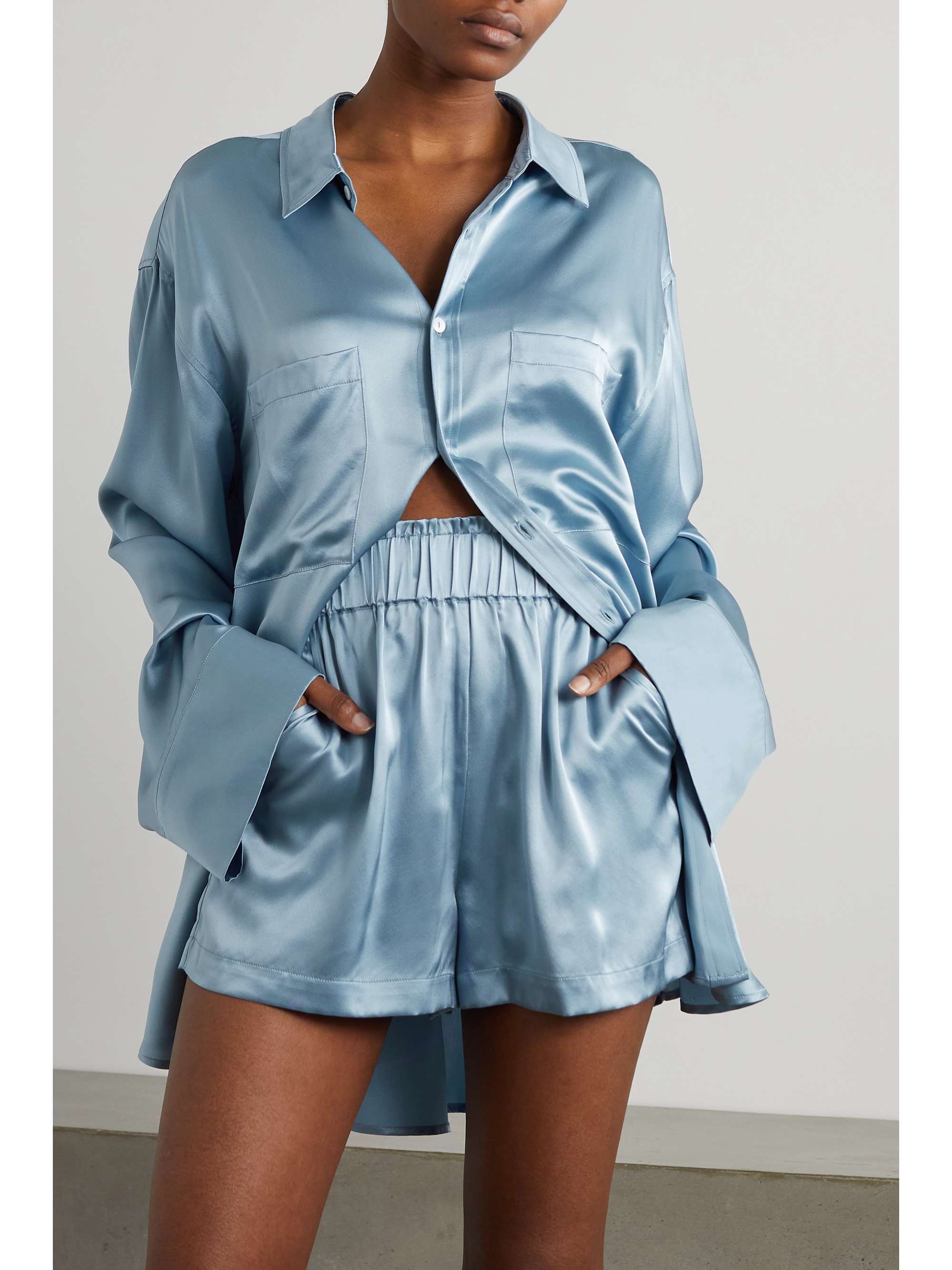 Blue Silk-satin shorts | MAISON 