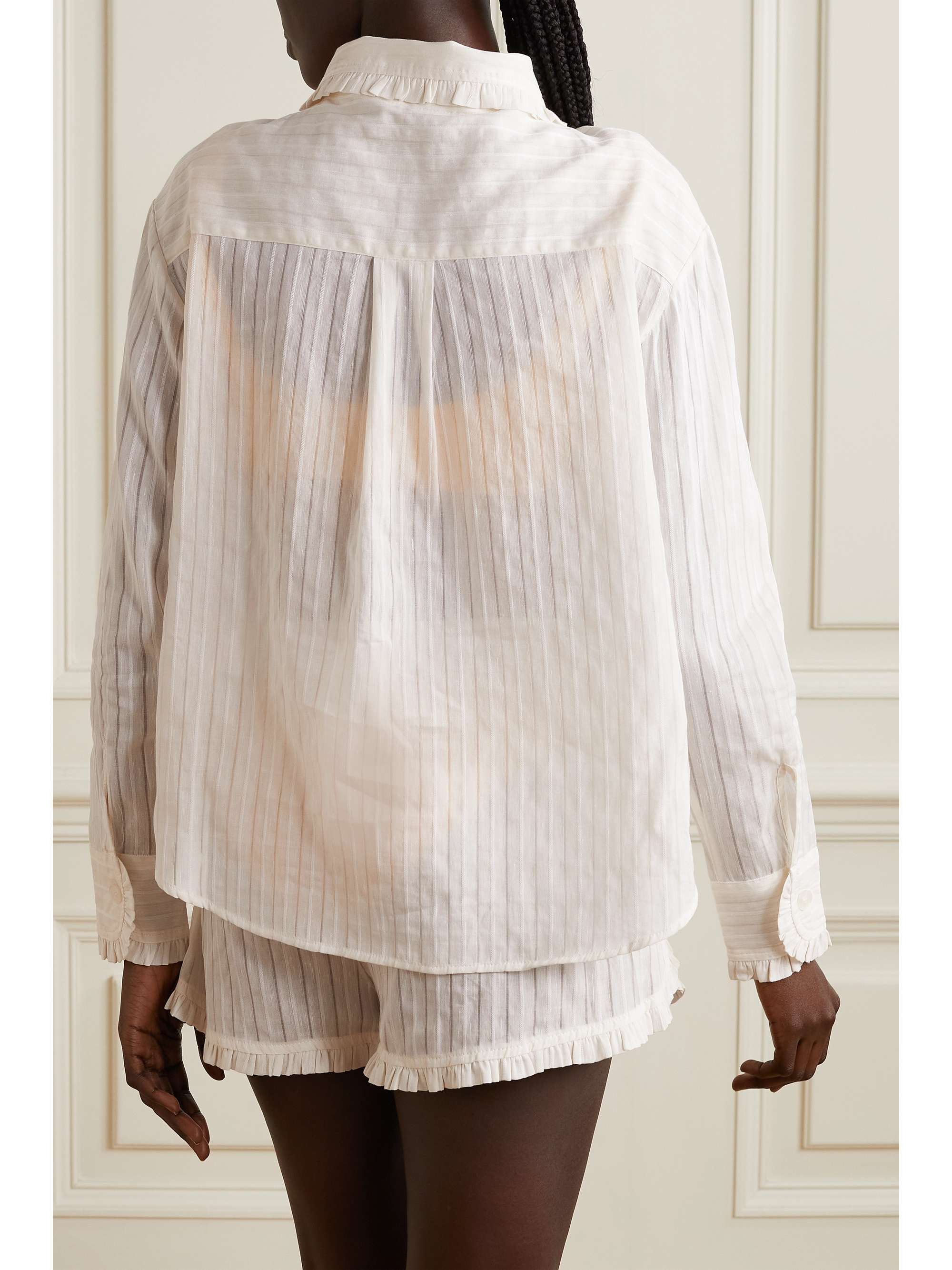 ELSE Jasmine ruffled striped cotton-blend shirt