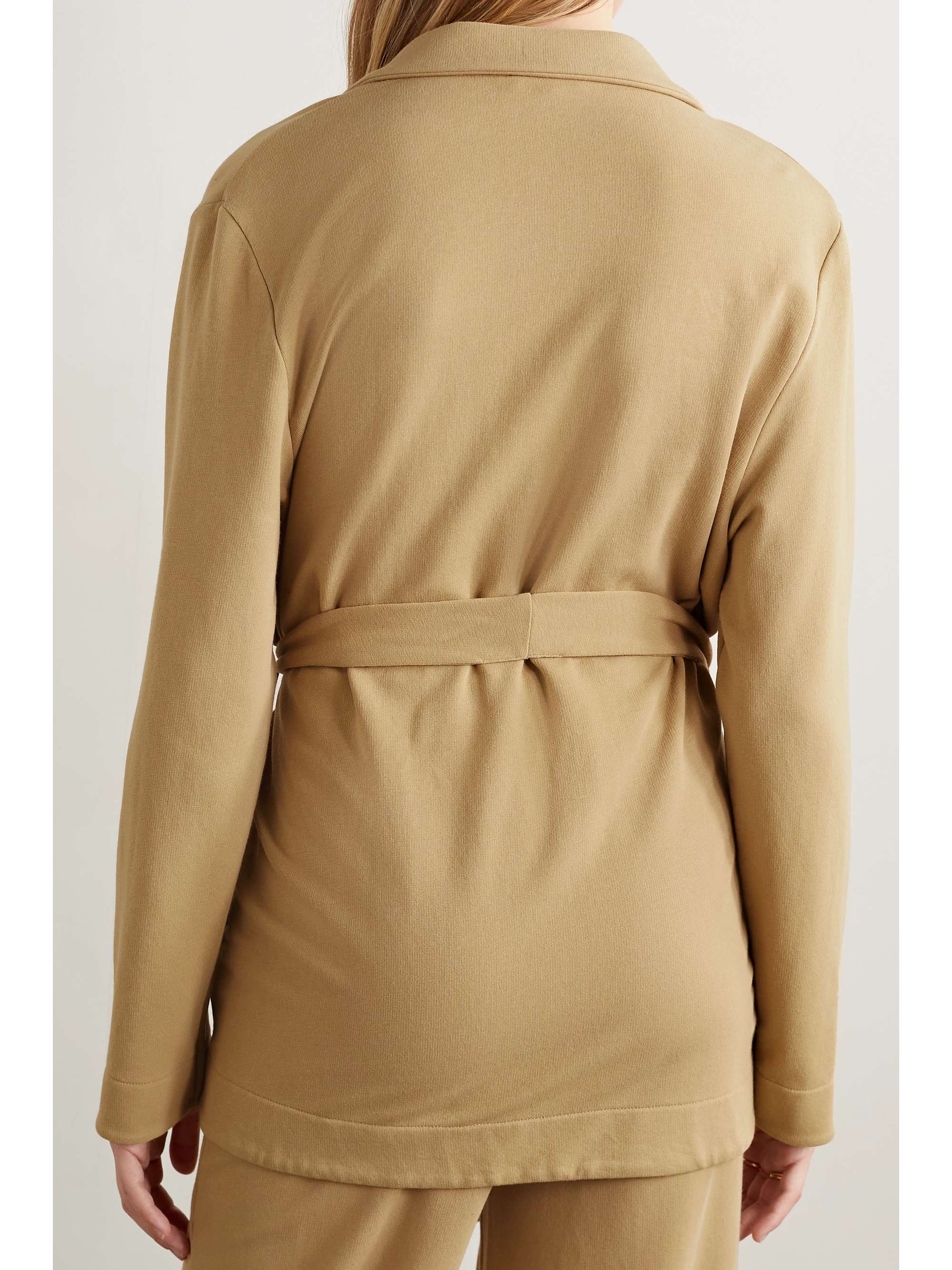 SKIN Elenora belted stretch organic cotton-terry cardigan