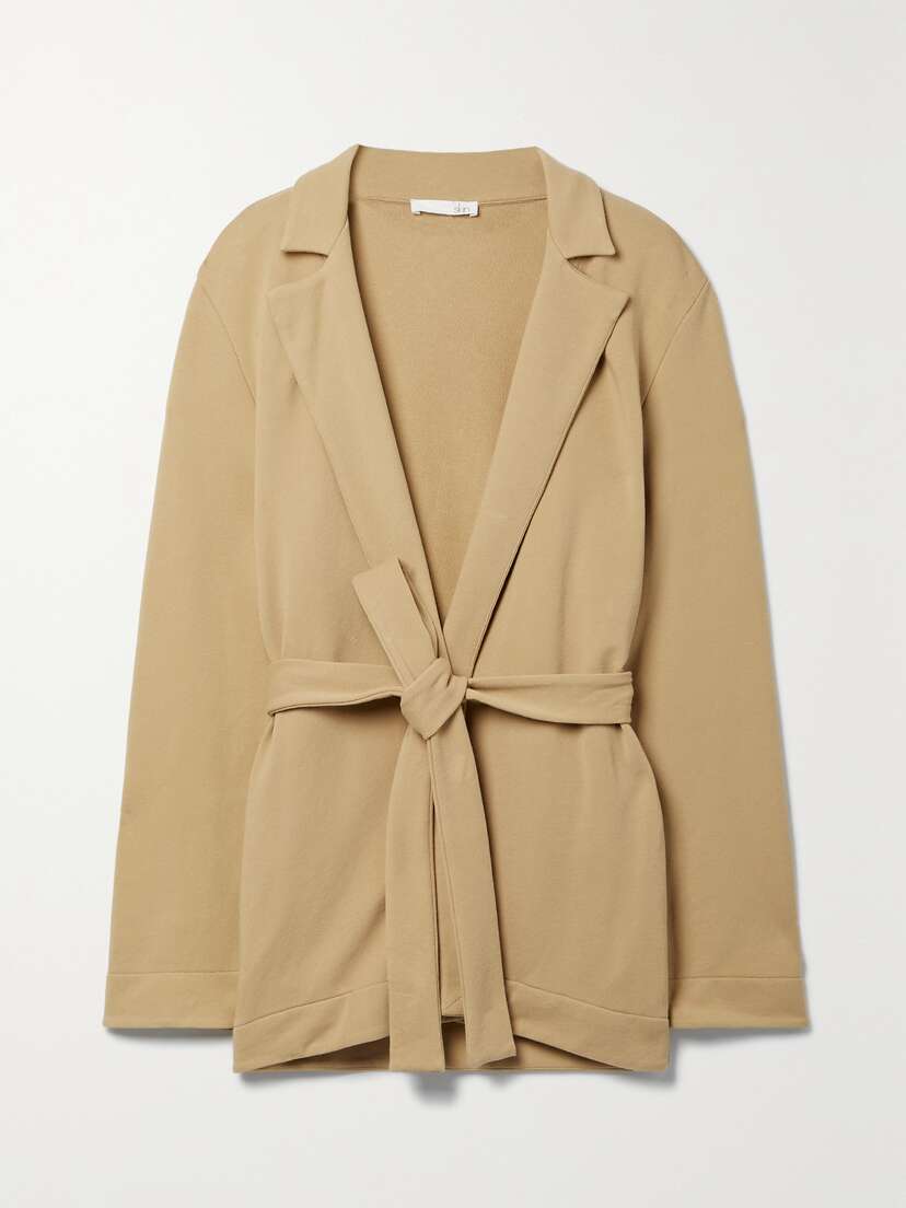 Skin Elenora Belted Stretch Organic Cotton-terry Cardigan