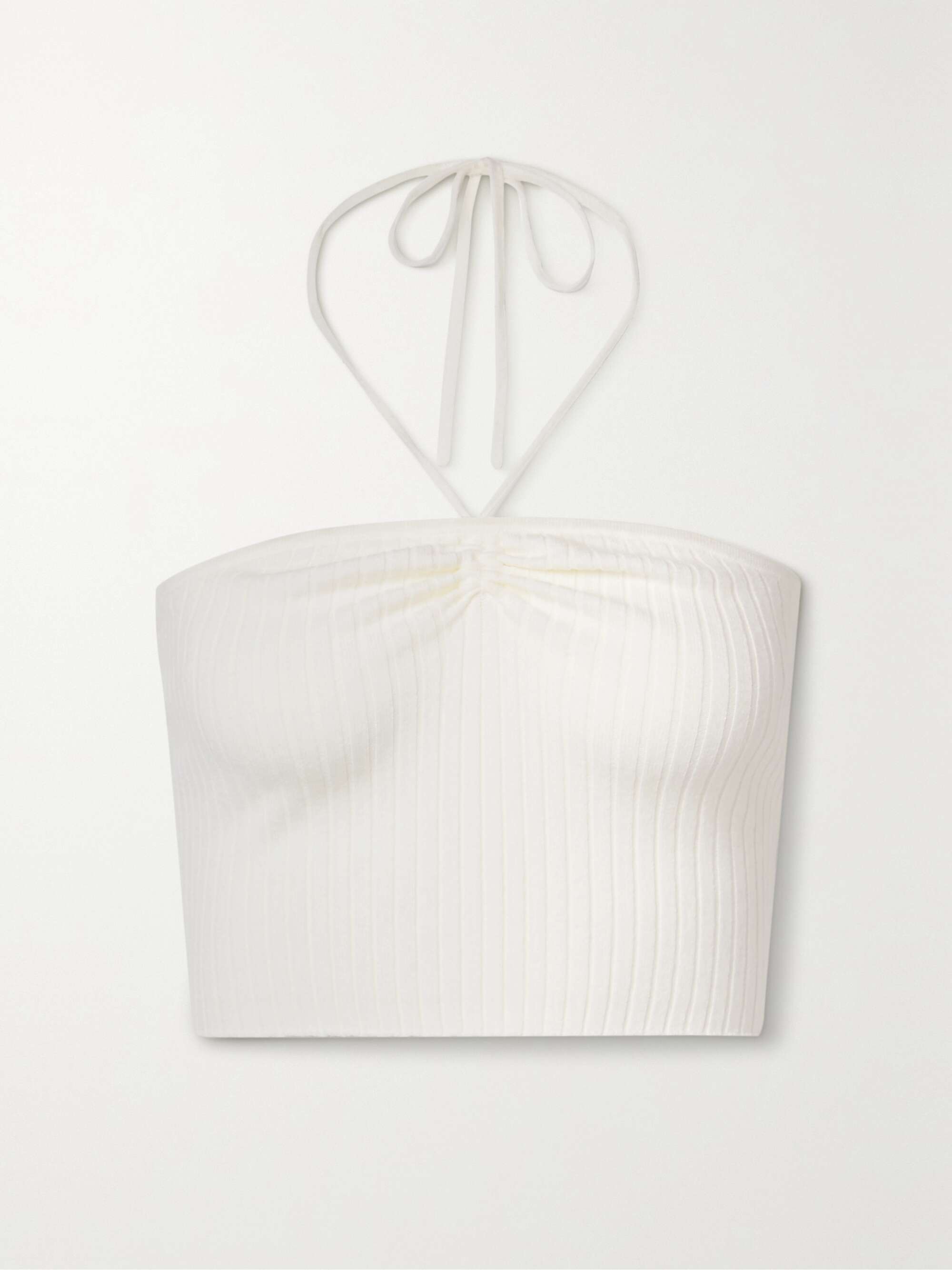 net-a-porter.com | Paulette cropped ribbed cotton-blend jersey halterneck top