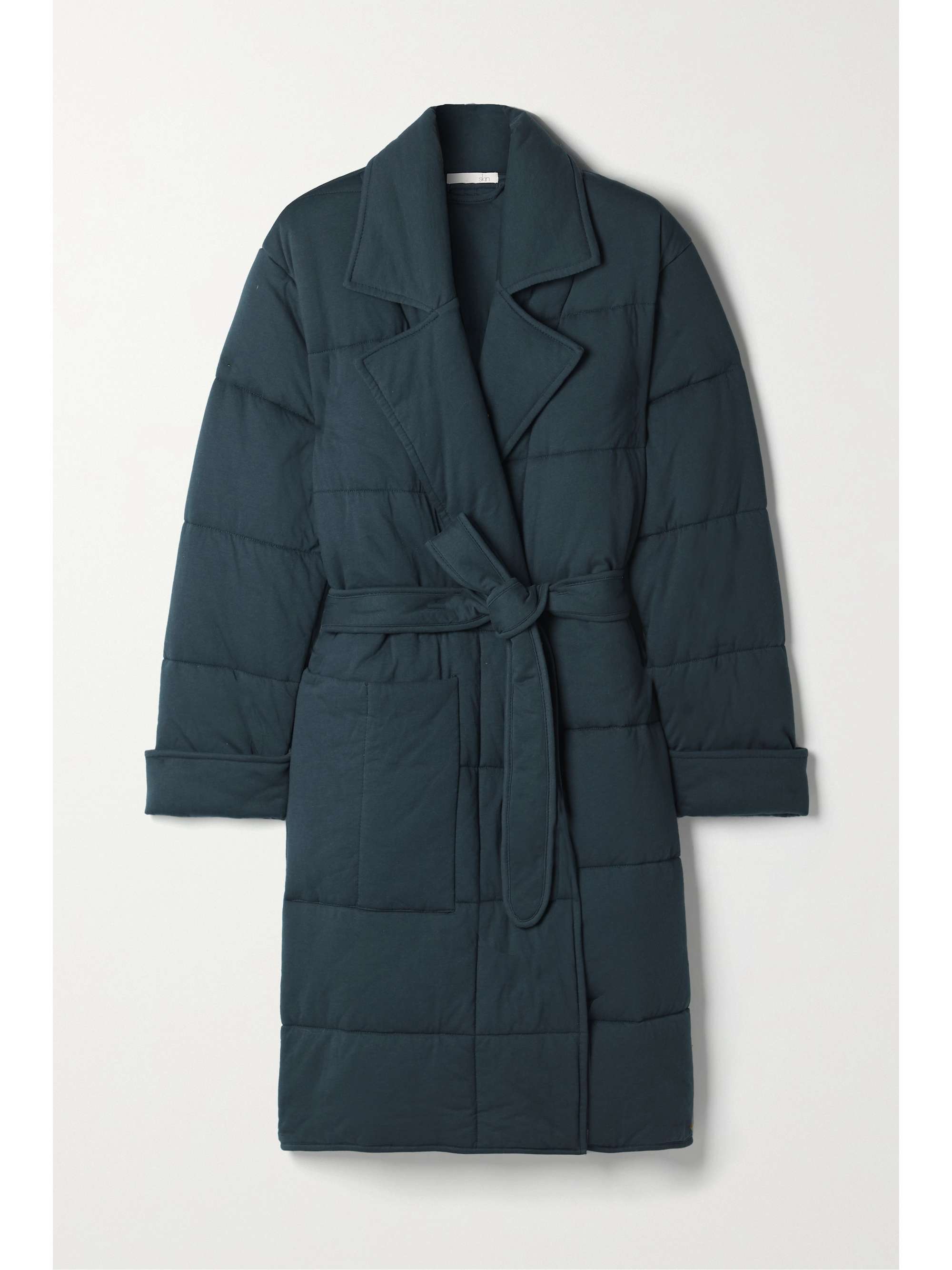 SKIN Sonya quilted padded cottonjersey robe NETAPORTER