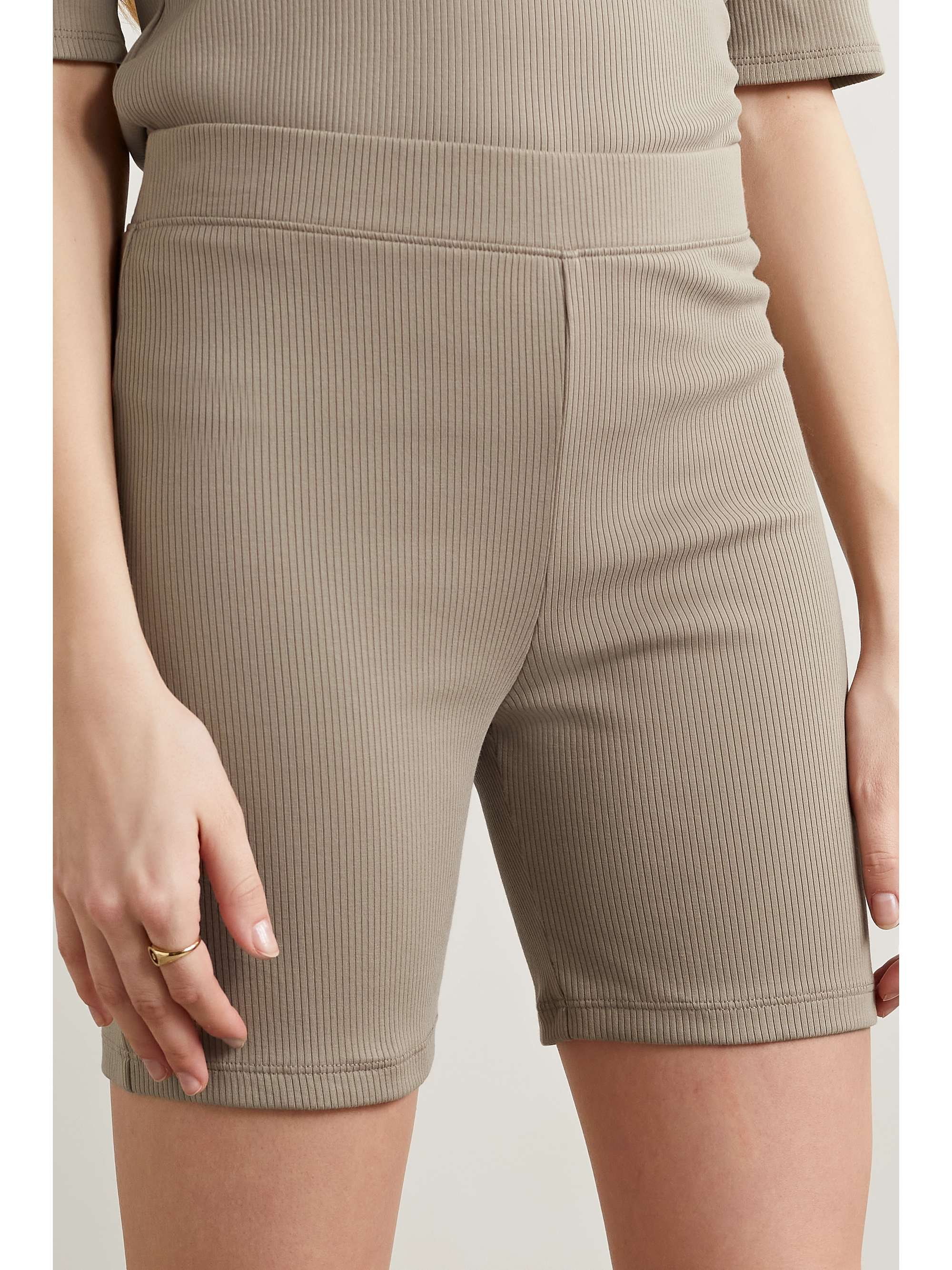 SKIN Isolde ribbed stretch-Pima cotton jersey shorts
