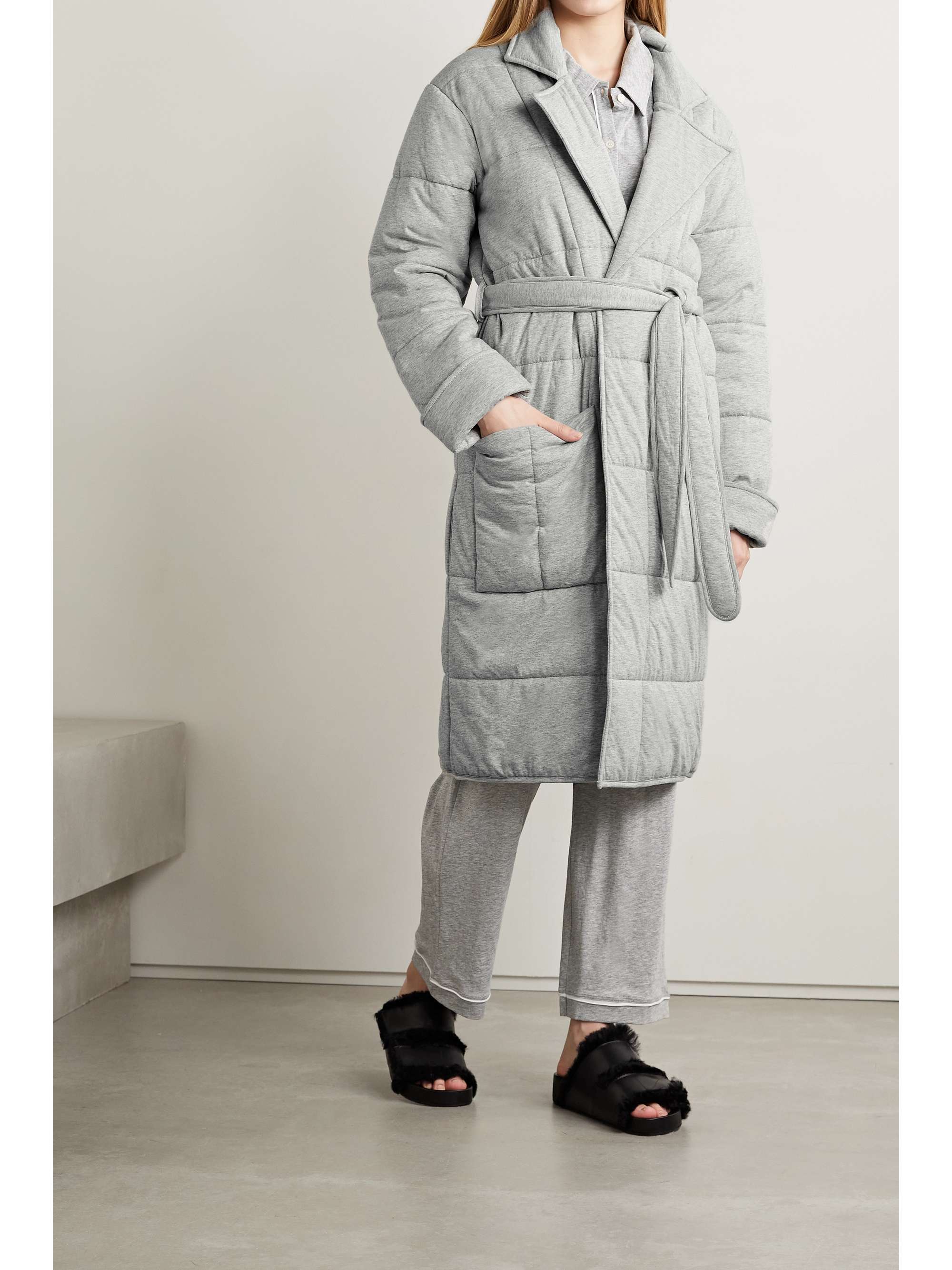SKIN Sonya quilted padded cottonjersey robe NETAPORTER
