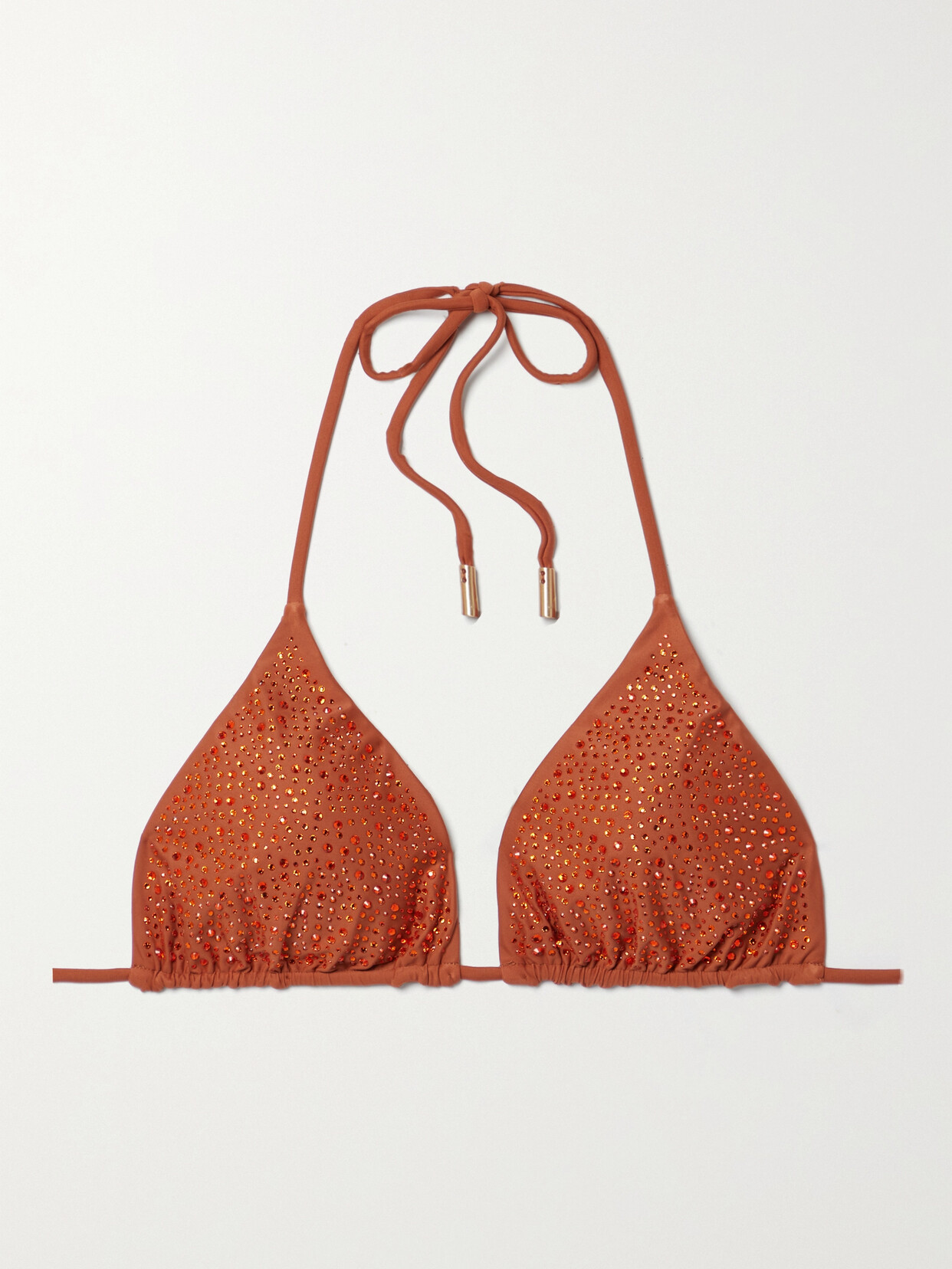 Cult Gaia Raven Recycled Crystal-embellished Bikini Top In Brown