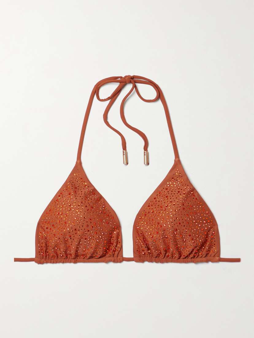 Cult Gaia Raven Recycled Crystal-embellished Bikini Top