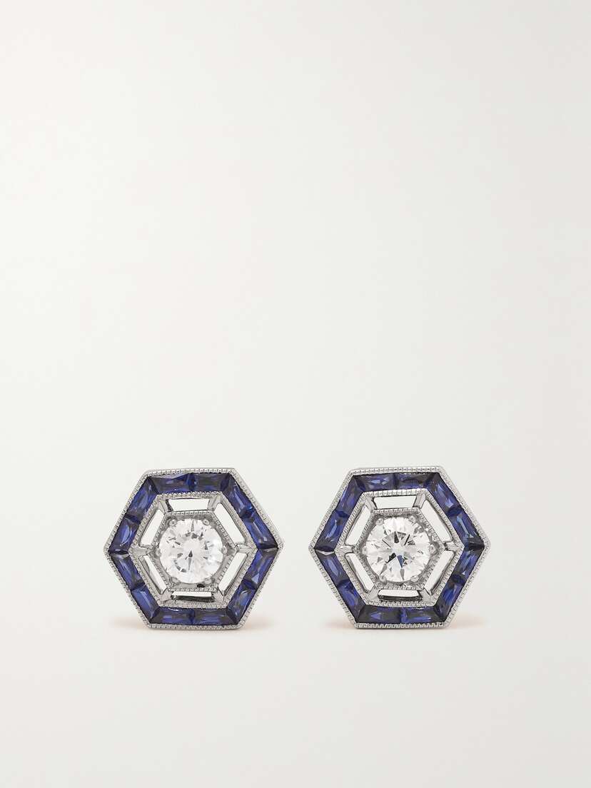 Fred Leighton Collection 18-karat White Gold, Sapphire And Diamond Earrings