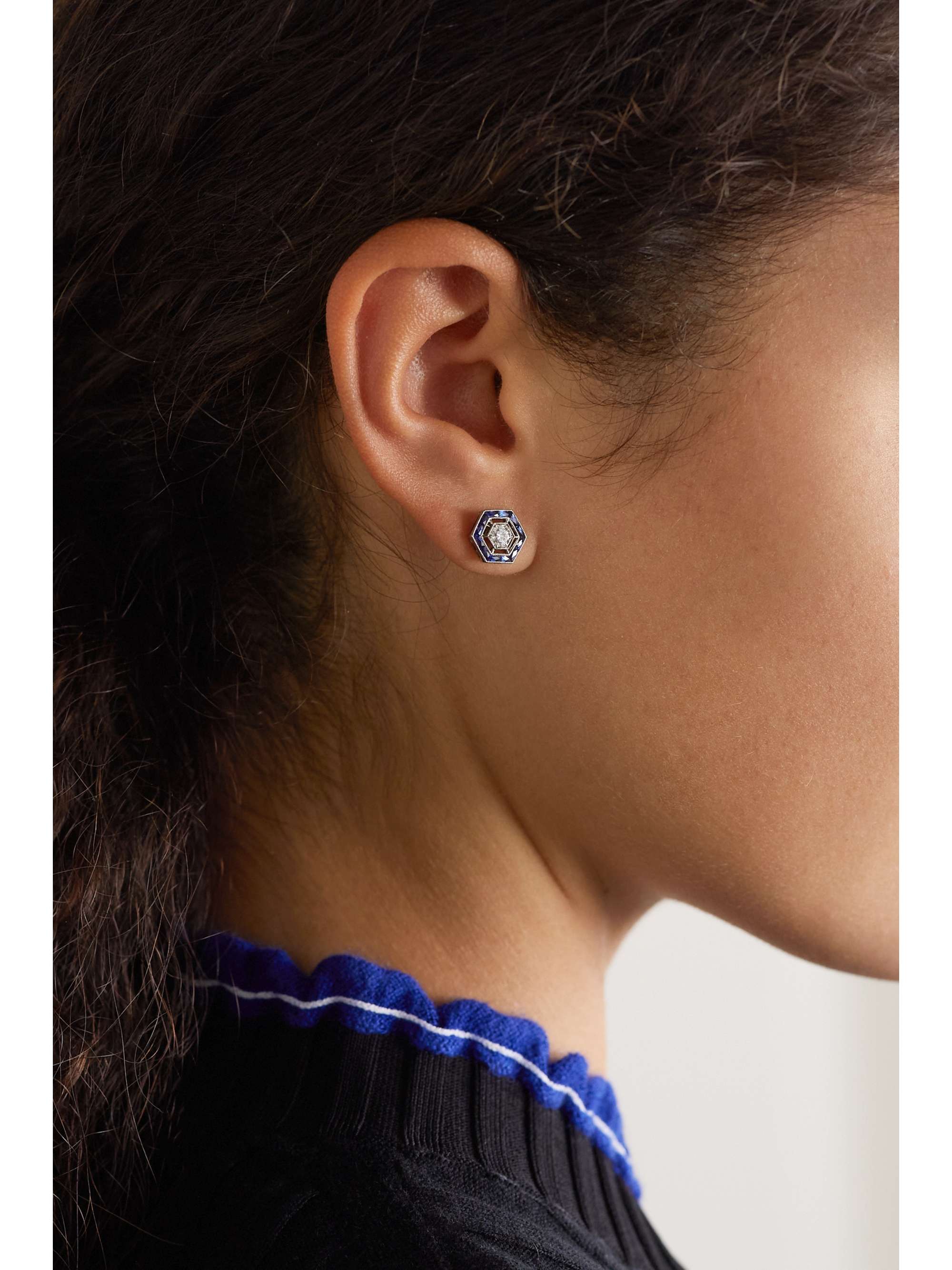 FRED LEIGHTON Collection 18K 白金、蓝宝石、钻石耳环