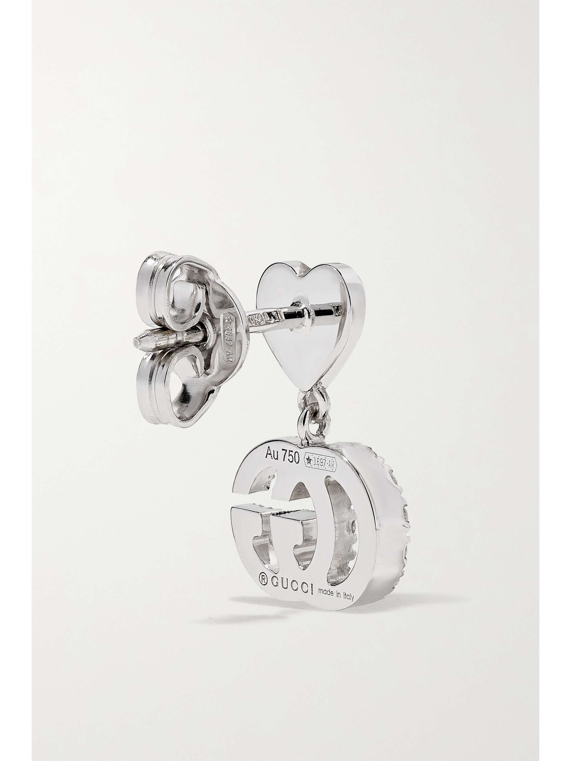 GUCCI GG Running 18-karat white gold diamond earrings