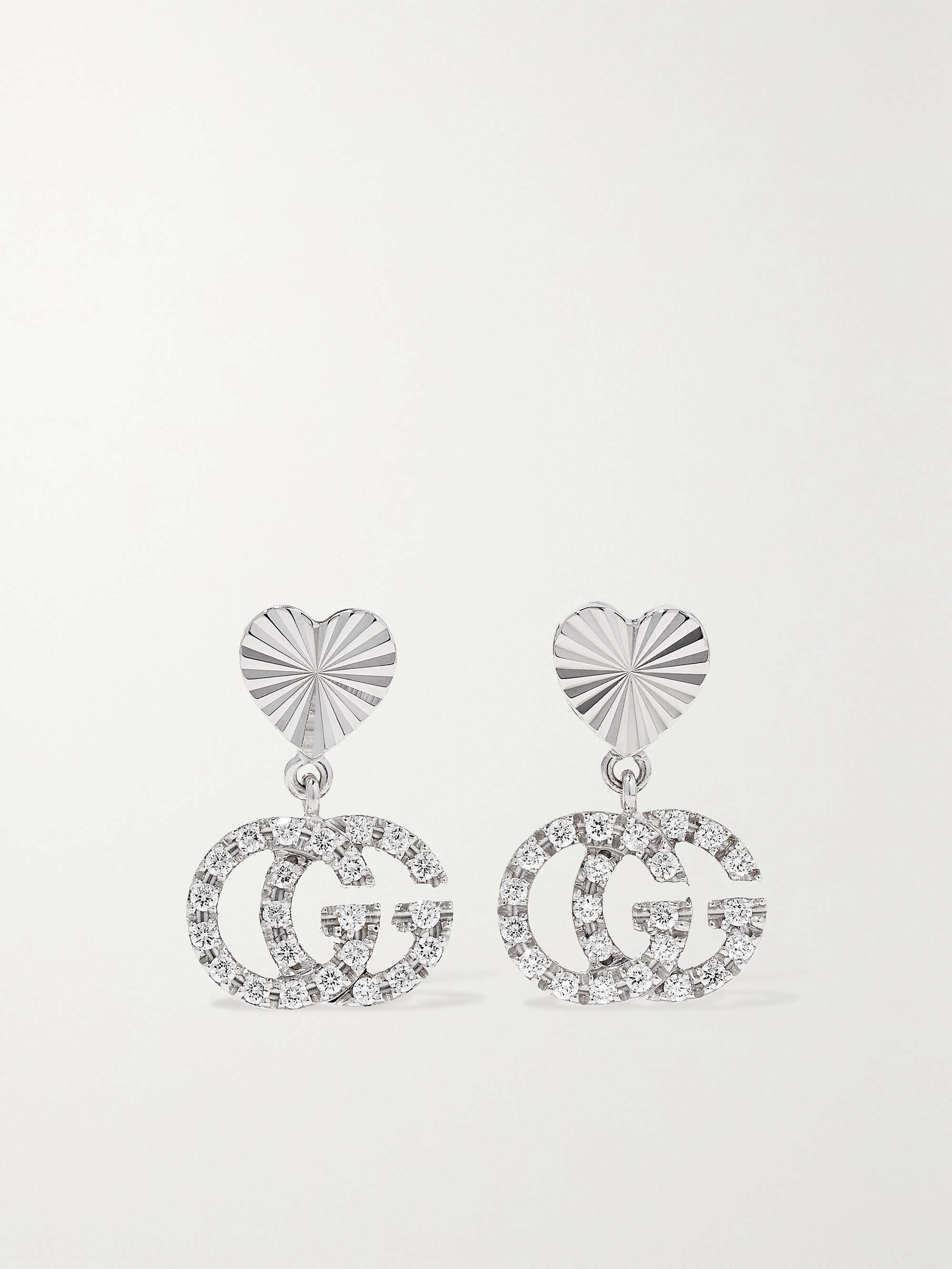 Silver 18-karat white gold diamond earrings | GUCCI | NET-A-PORTER