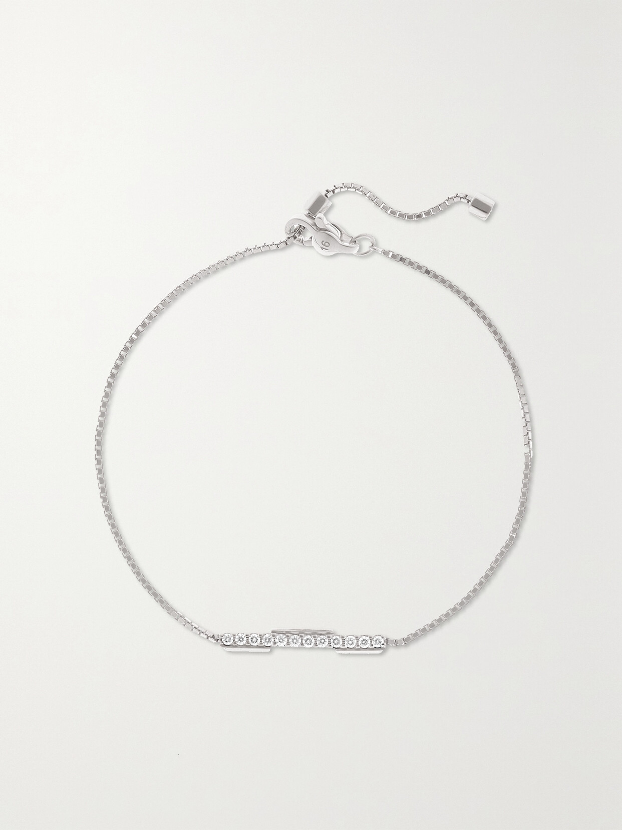 Gucci Link To Love 18-karat White Gold Diamond Bracelet In Metallic