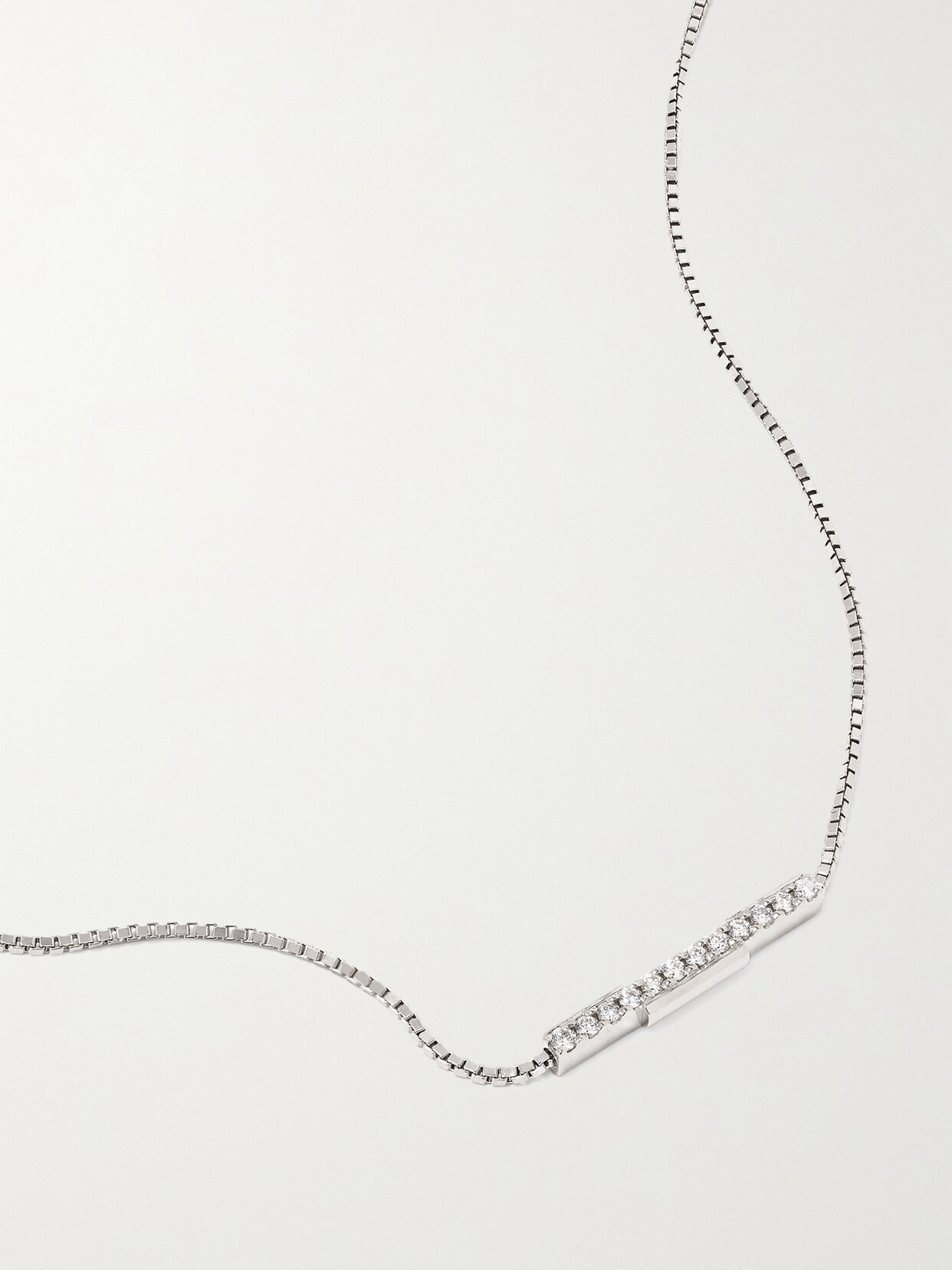 Gucci Link To Love 18-karat White Gold Diamond Necklace In Metallic