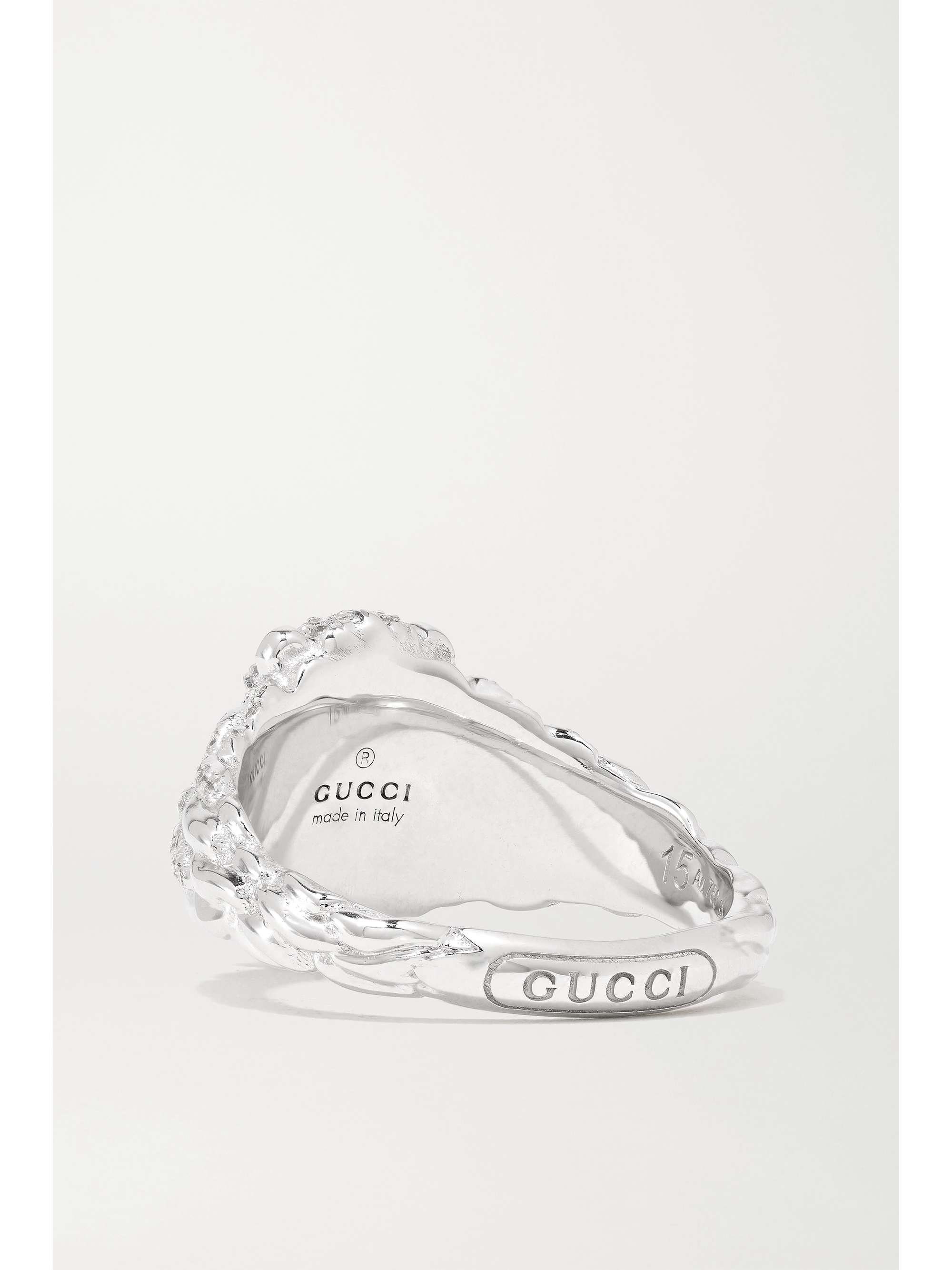 GUCCI 18-karat white gold, diamond and aquamarine ring