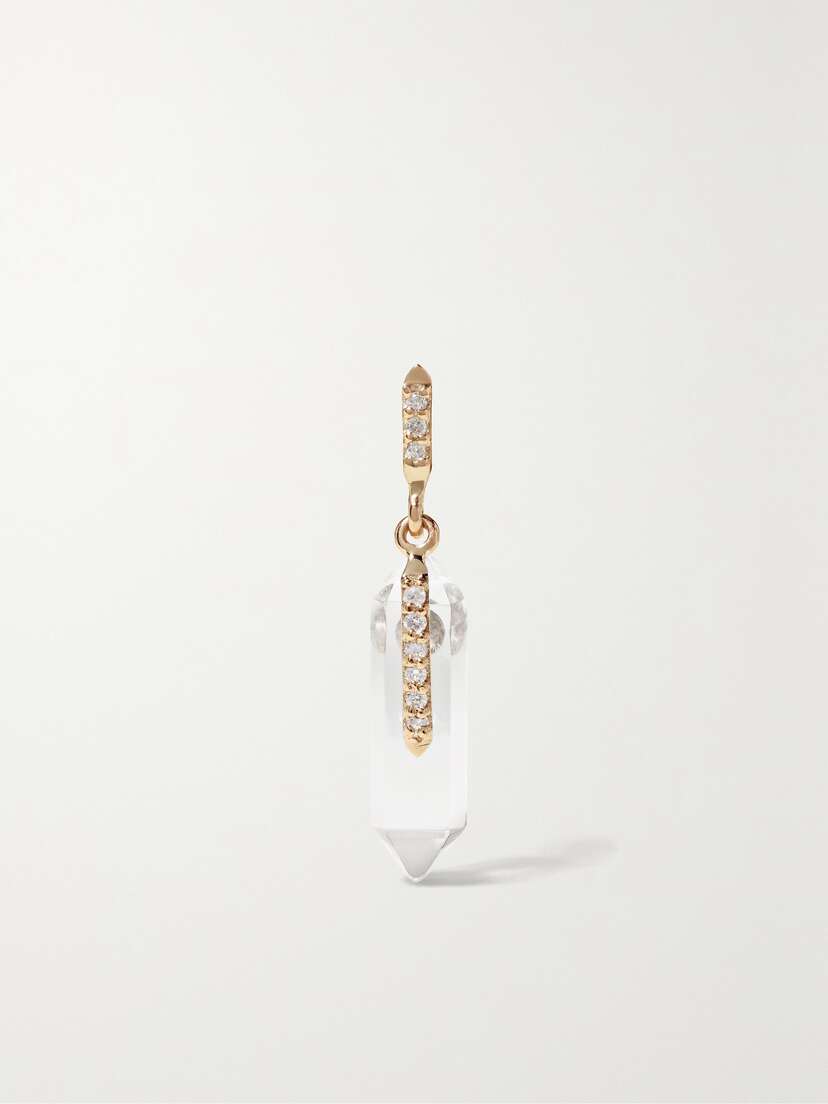 Pascale Monvoisin Moon N°2 9-karat Gold, Quartz And Diamond Single Earring