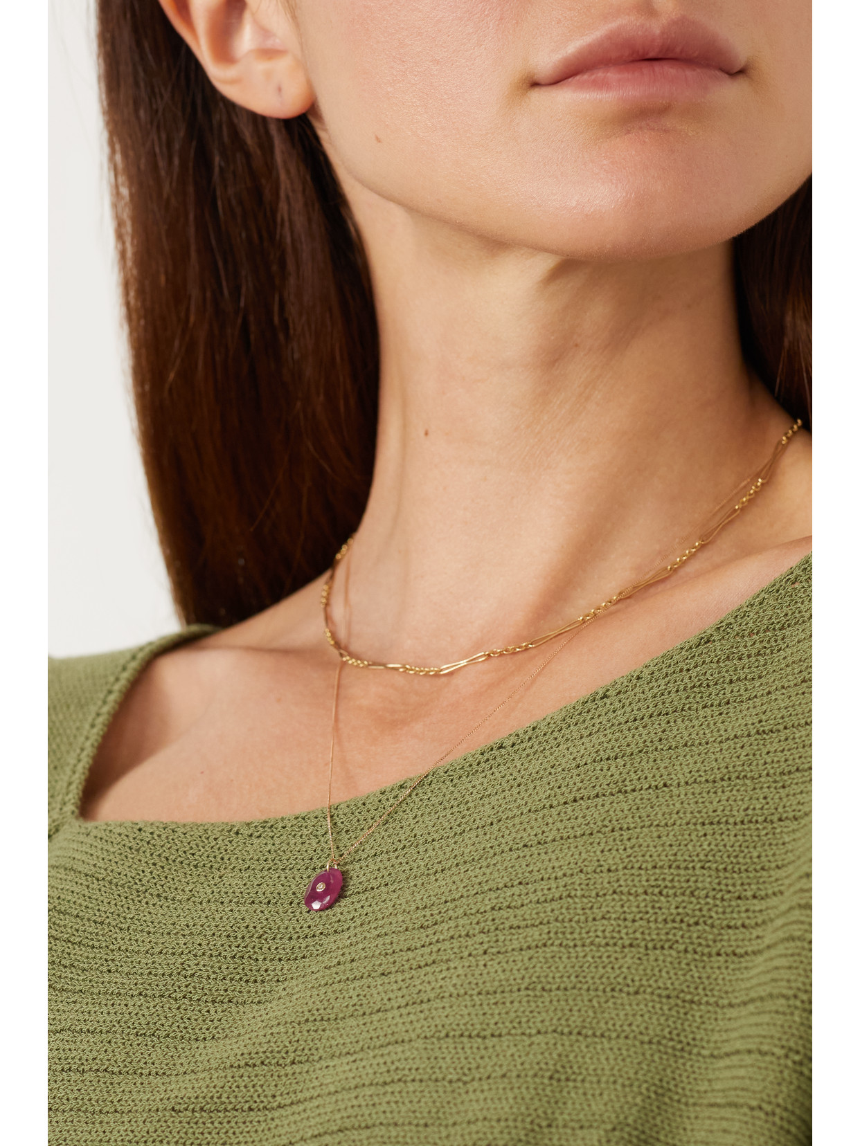 Shop Pascale Monvoisin Orso N°1 Collier 9-karat Gold And 14-karat Rose Gold, Ruby And Diamond Necklace