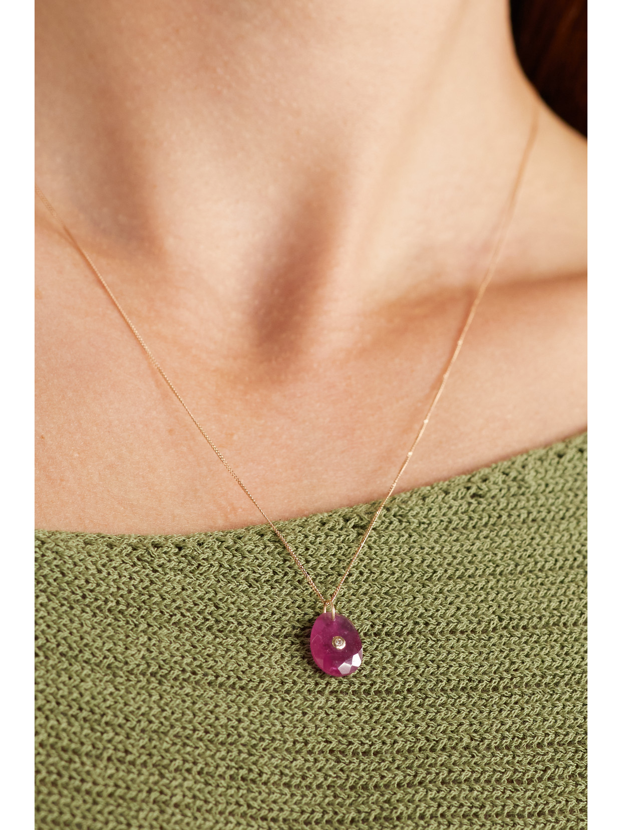 Shop Pascale Monvoisin Orso N°1 Collier 9-karat Gold And 14-karat Rose Gold, Ruby And Diamond Necklace