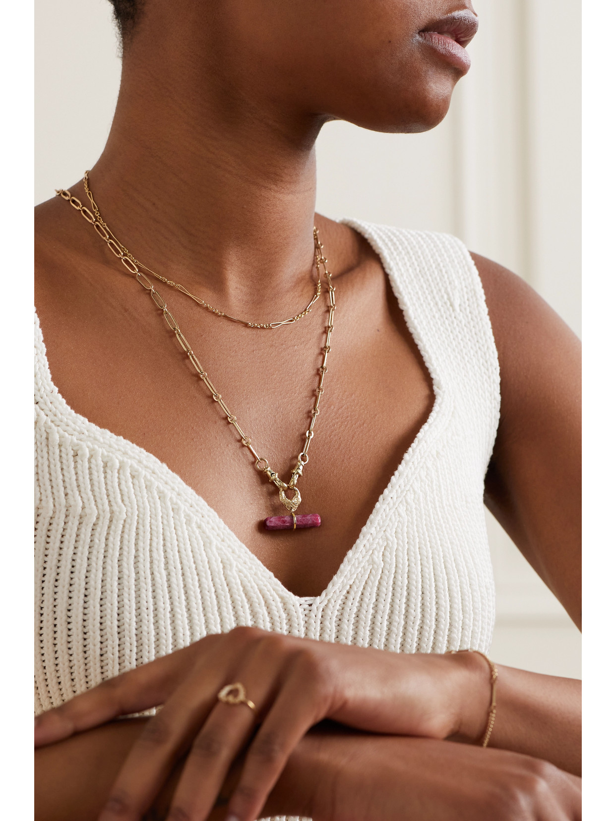 Pascale Monvoisin Debbie N°3 + Iman 9-karat Gold, Ruby And Diamond Necklace In Gold