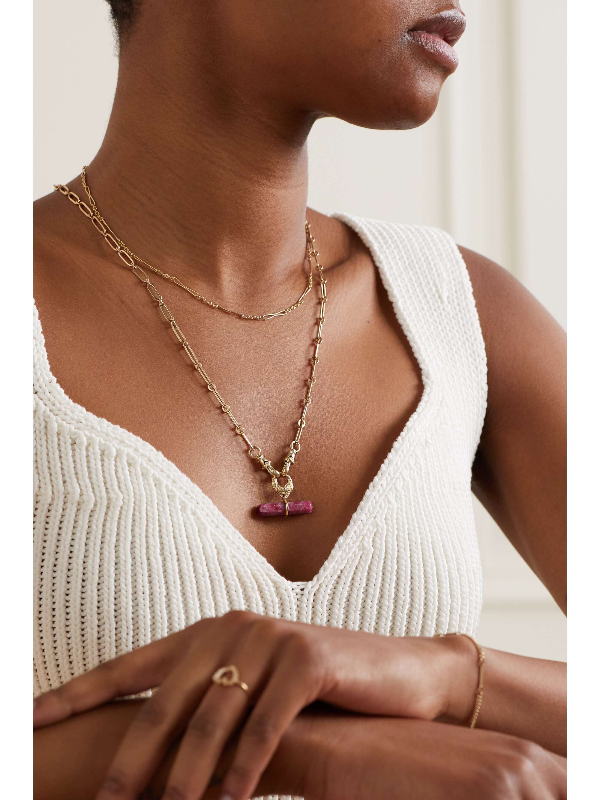 PASCALE MONVOISIN Debbie N°3 + Iman 9-karat gold, ruby and diamond necklace