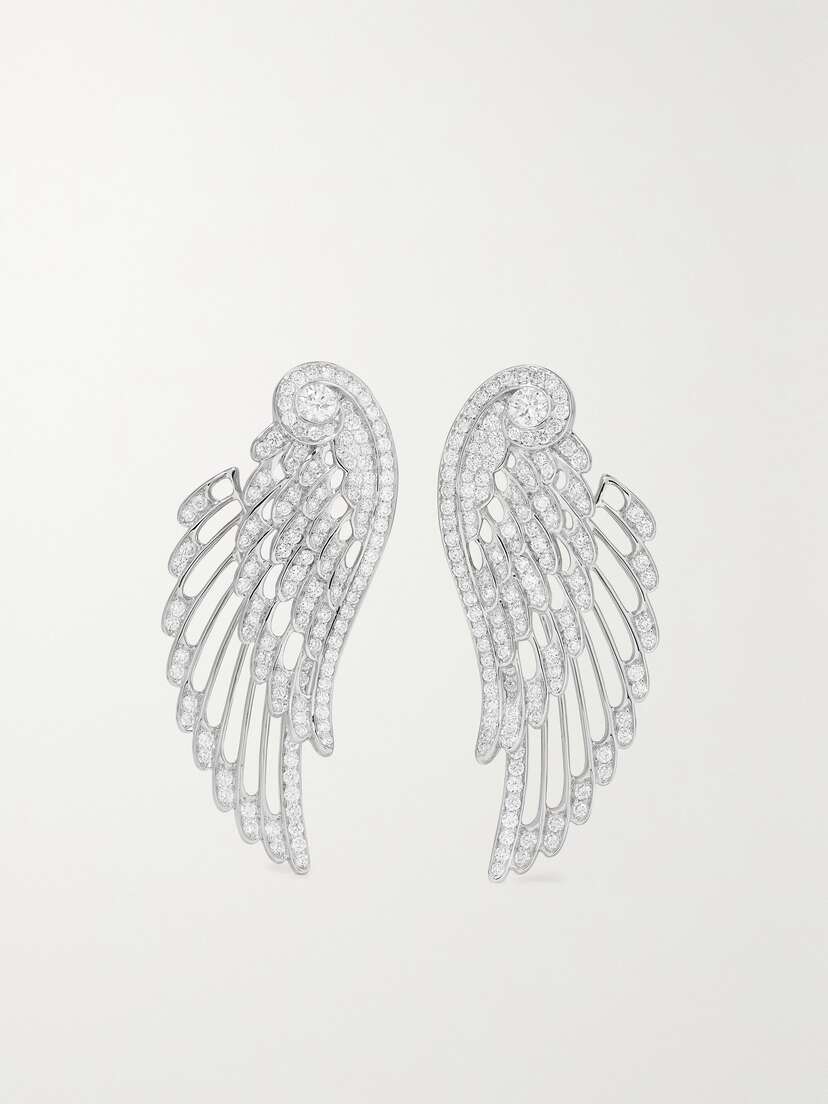 Garrard Wings Embrace 18-karat White Gold Diamond Earrings