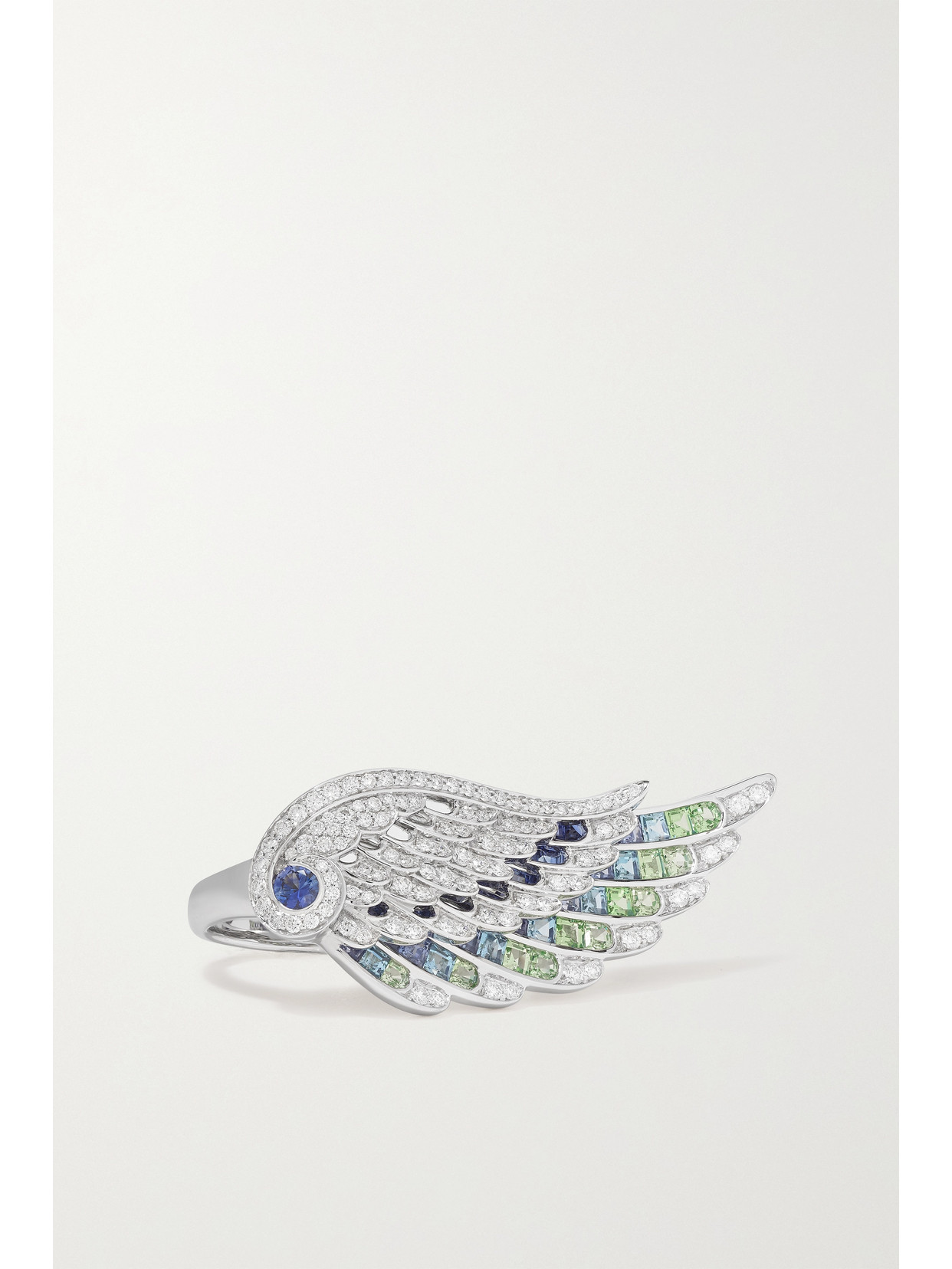 Garrard Wings Embrace Peacock 18-karat White Gold Multi-stone Ring
