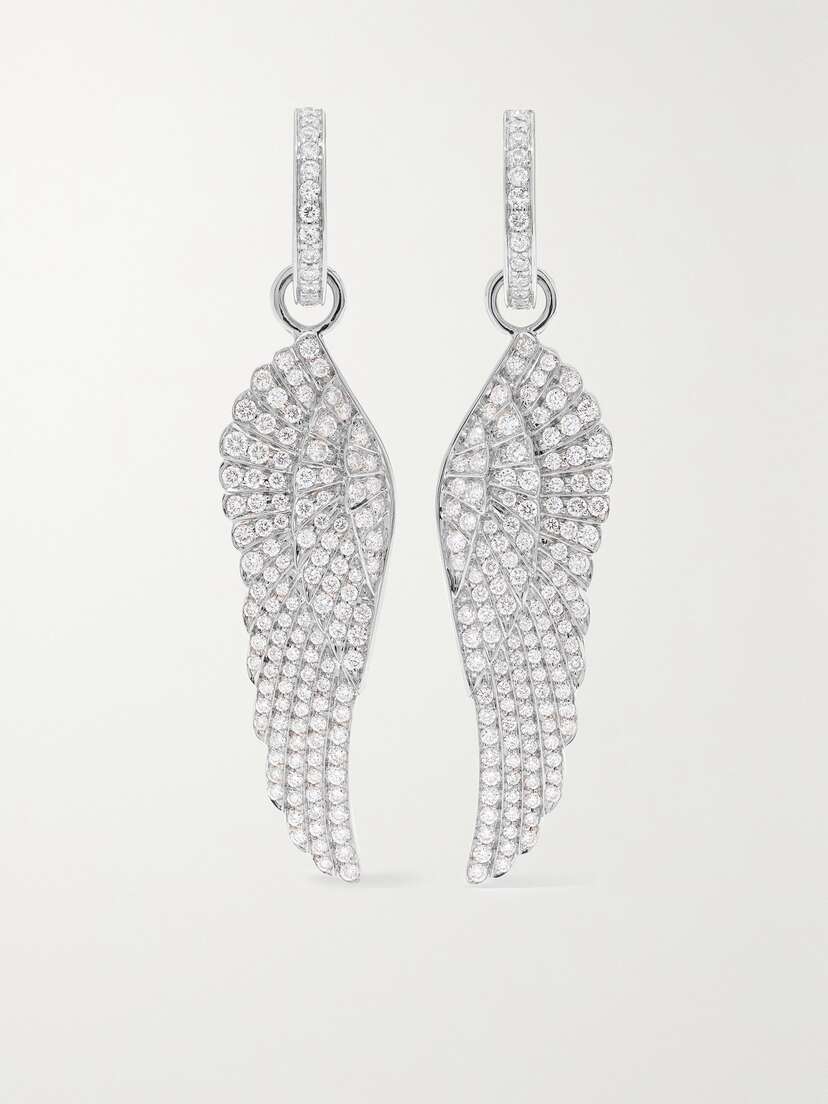 Garrard Wings Classic 18-karat White Gold Diamond Hoop Earrings