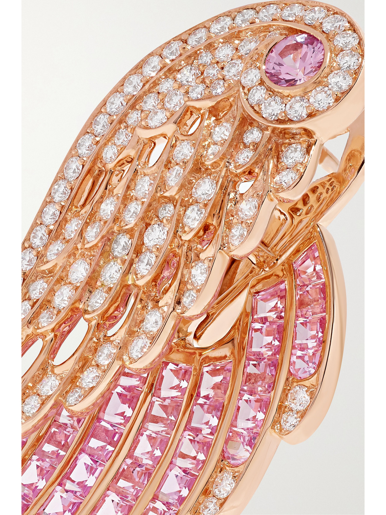 Garrard Wings Embrace 18-karat Rose Gold, Sapphire And Diamond Earrings In Gold