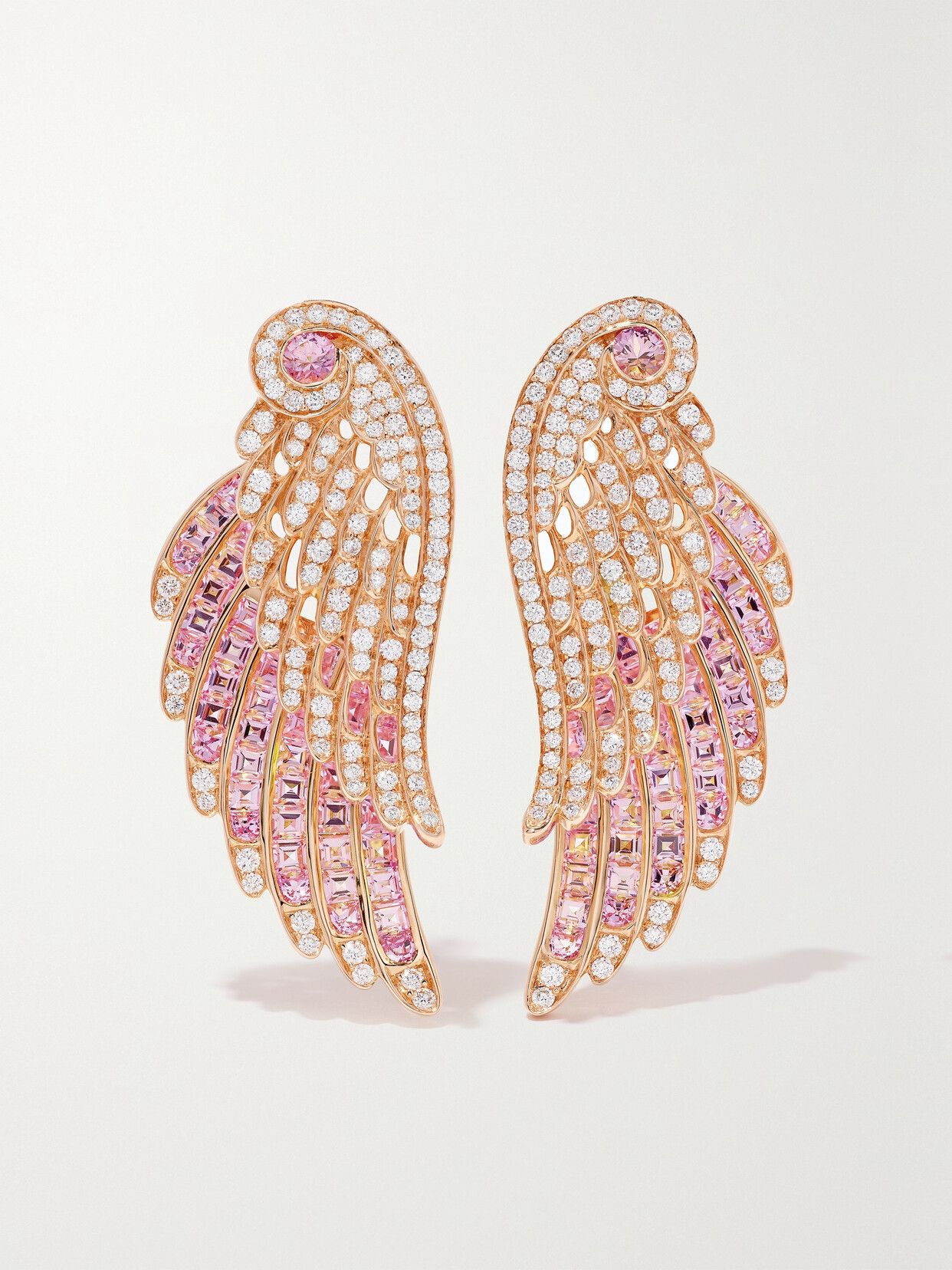 Garrard Wings Embrace 18-karat Rose Gold, Sapphire And Diamond Earrings
