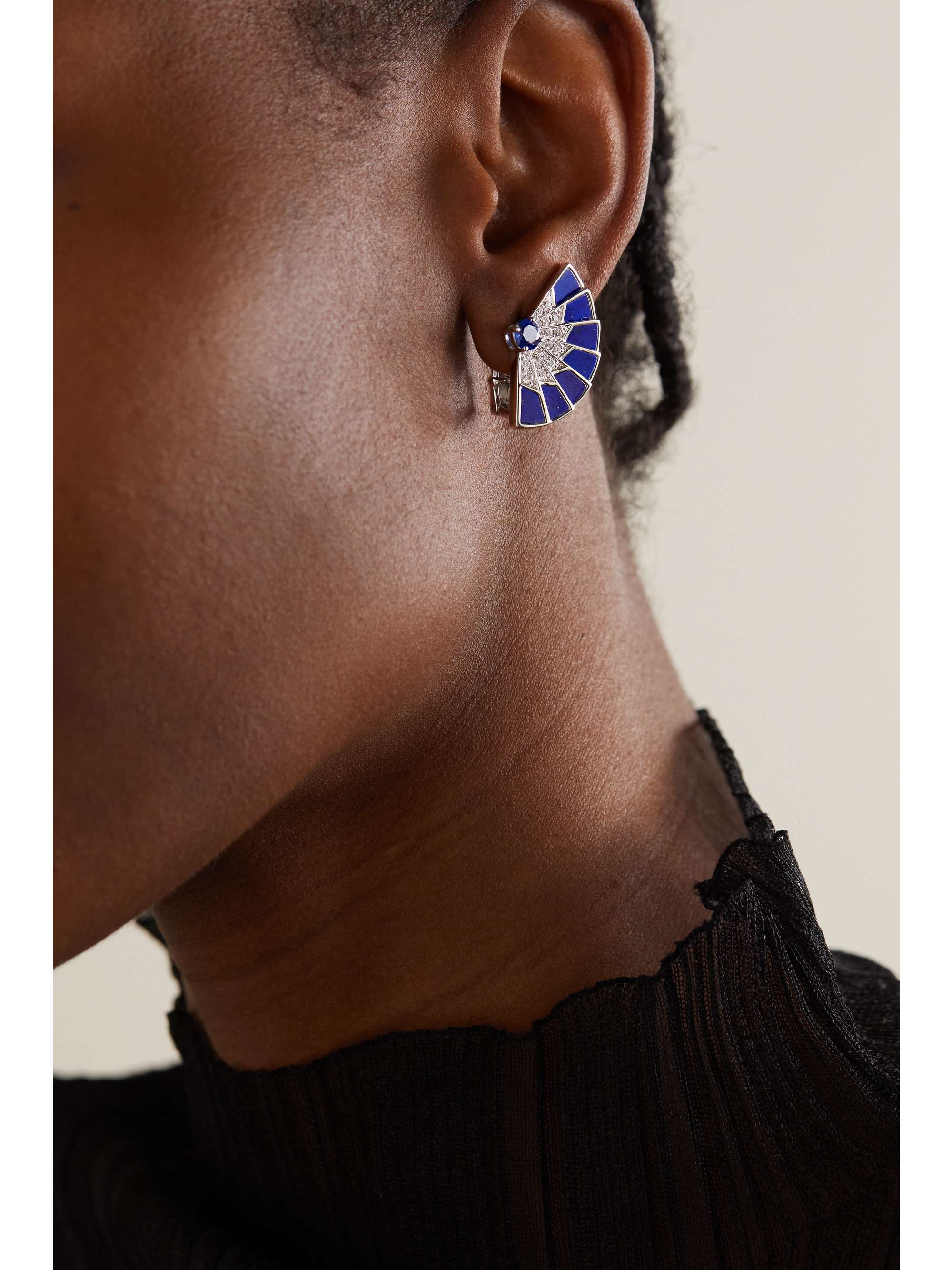 GARRARD Fanfare Symphony 18-karat white gold, opal, tourmaline and diamond earrings