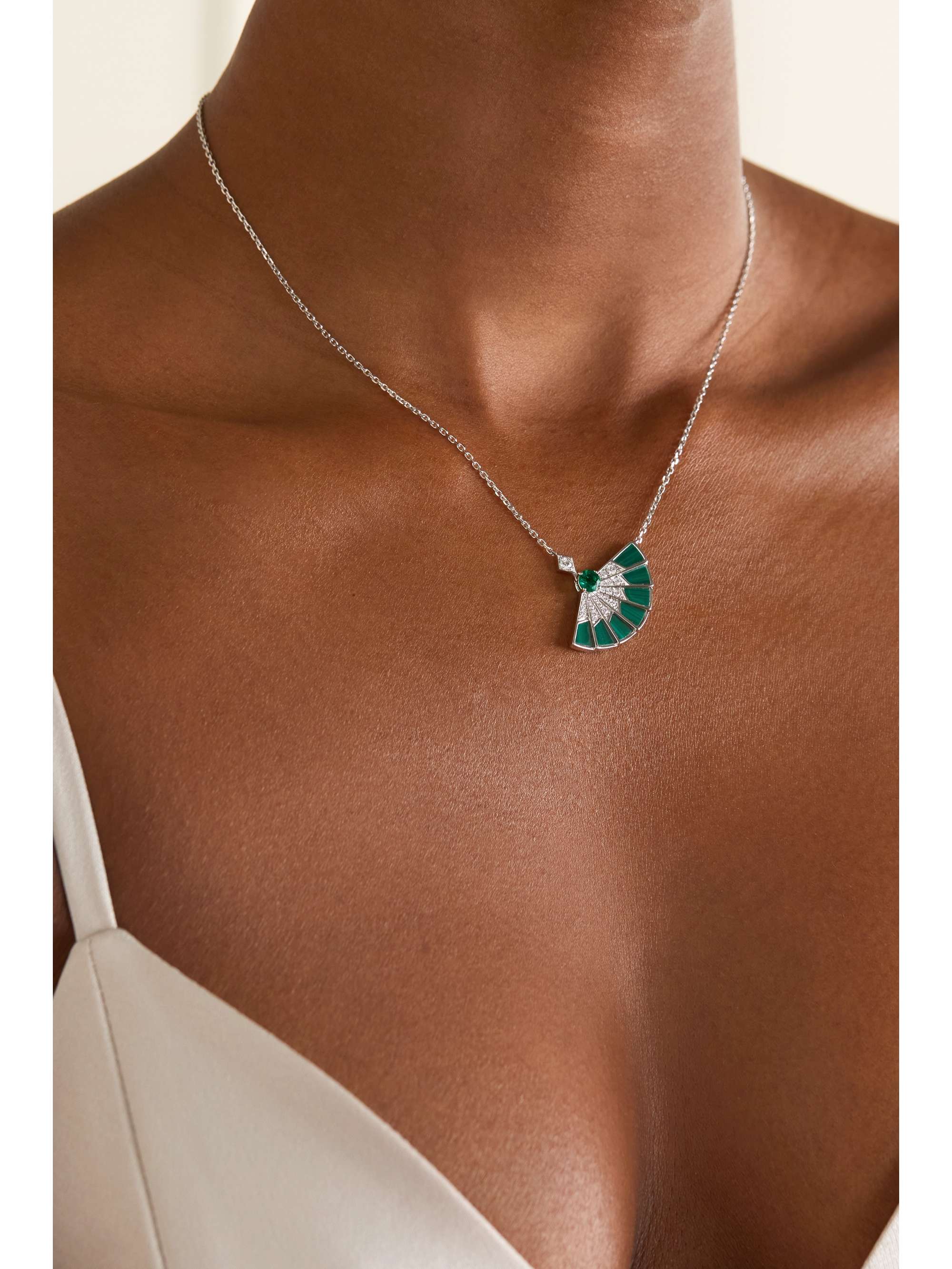 GARRARD Fanfare Symphony 18-karat white gold, mother-of-pearl and diamond necklace