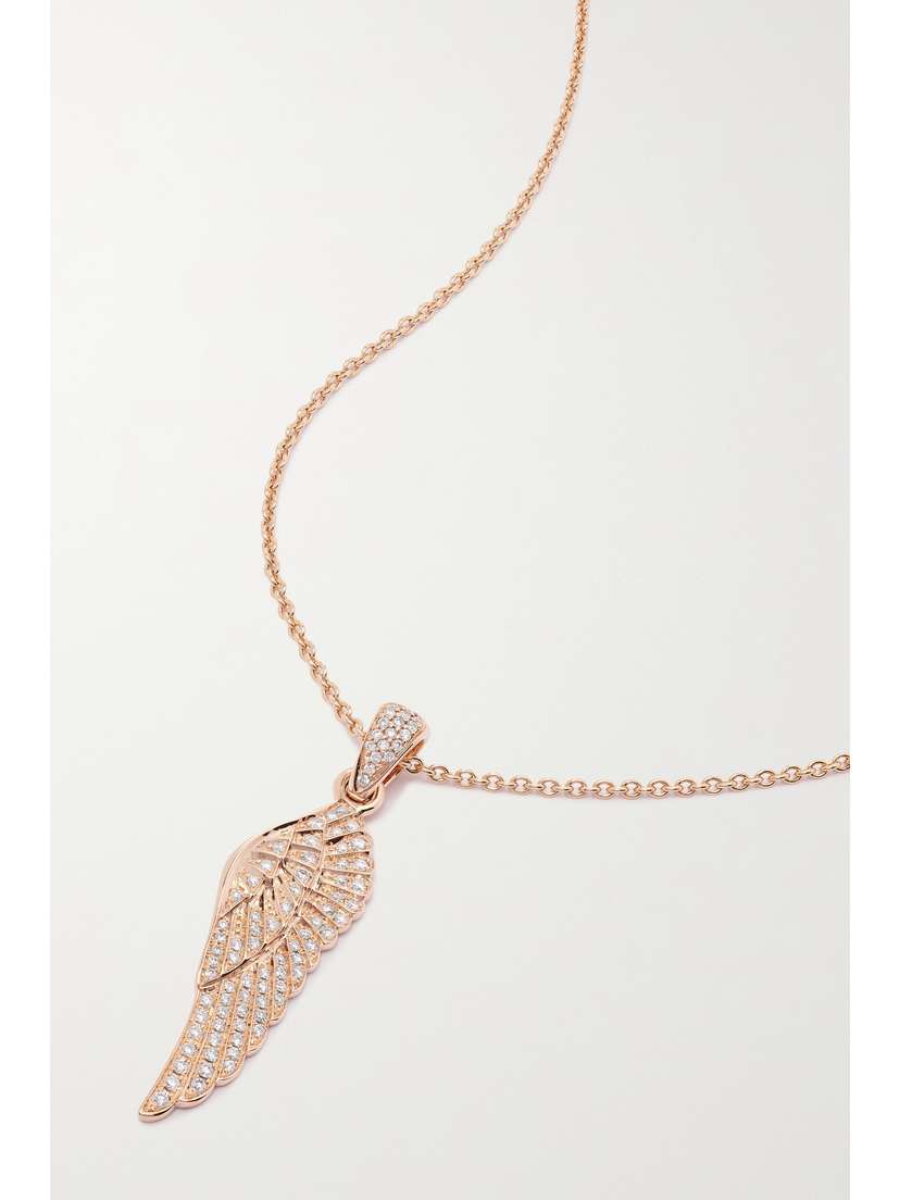 Garrard Wings Classic 18-karat Rose Gold Diamond Necklace