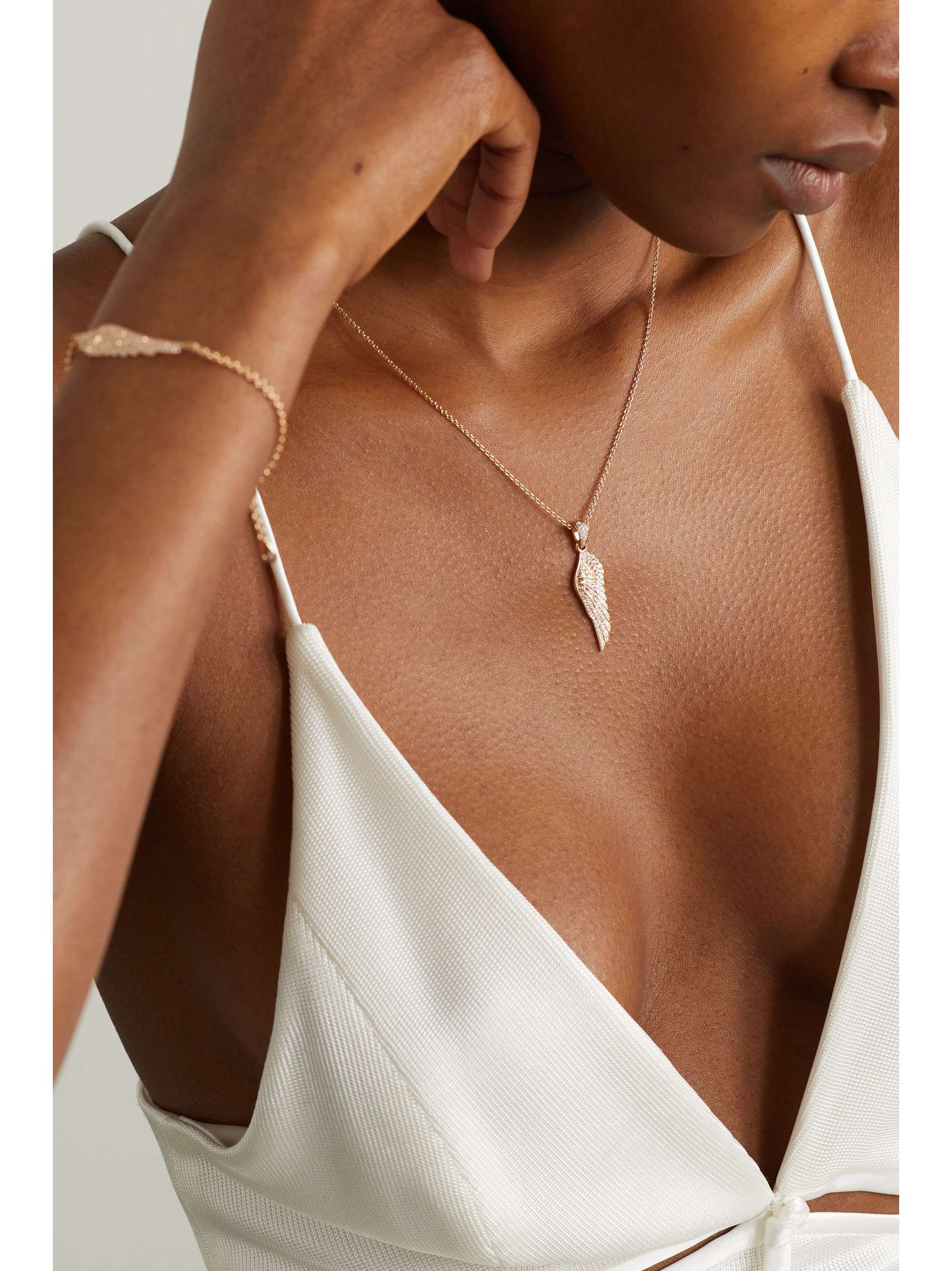 GARRARD Wings Classic 18-karat rose gold diamond necklace