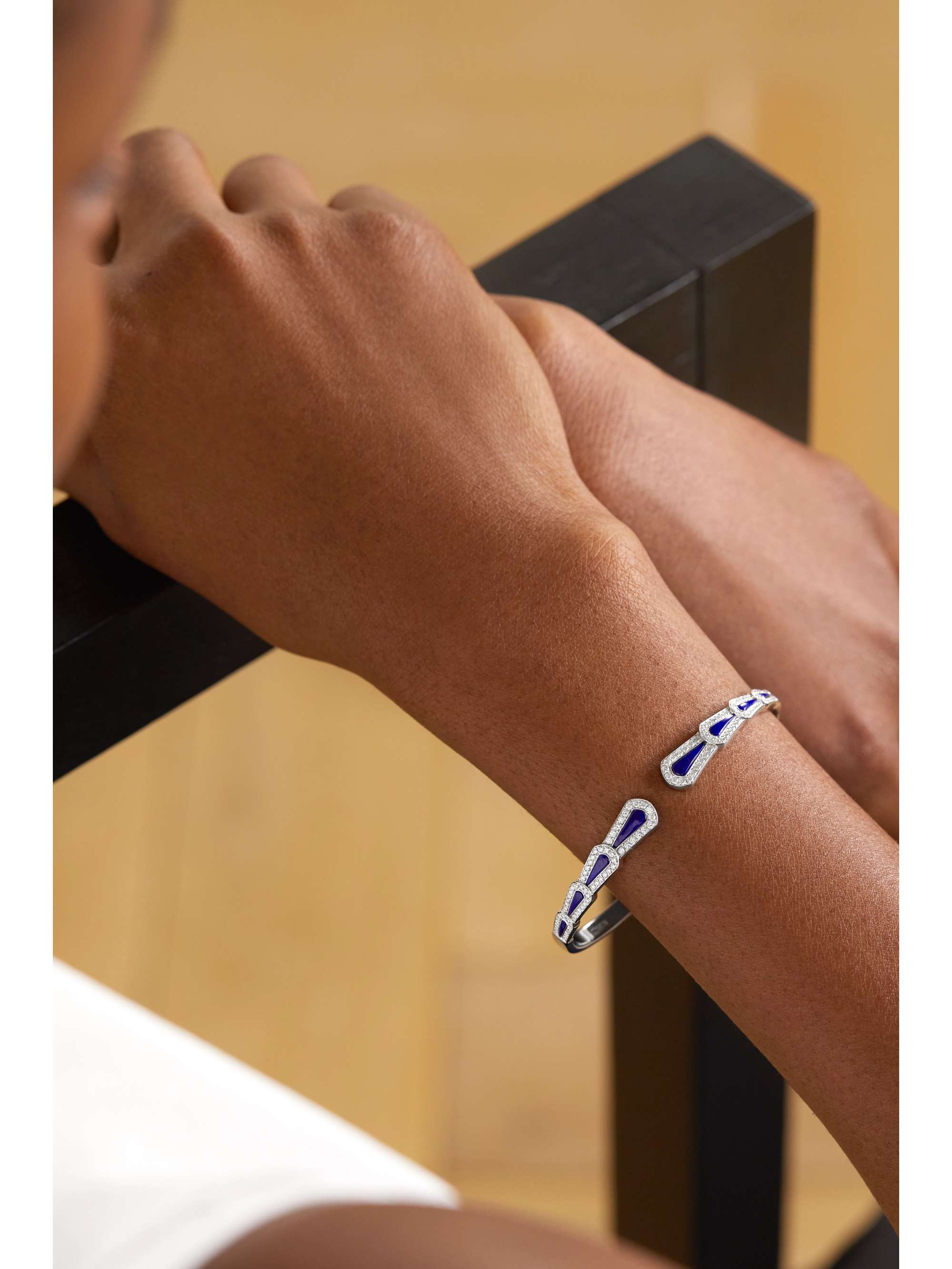 GARRARD Fanfare Symphony 18-karat white gold, lapis lazuli and diamond cuff