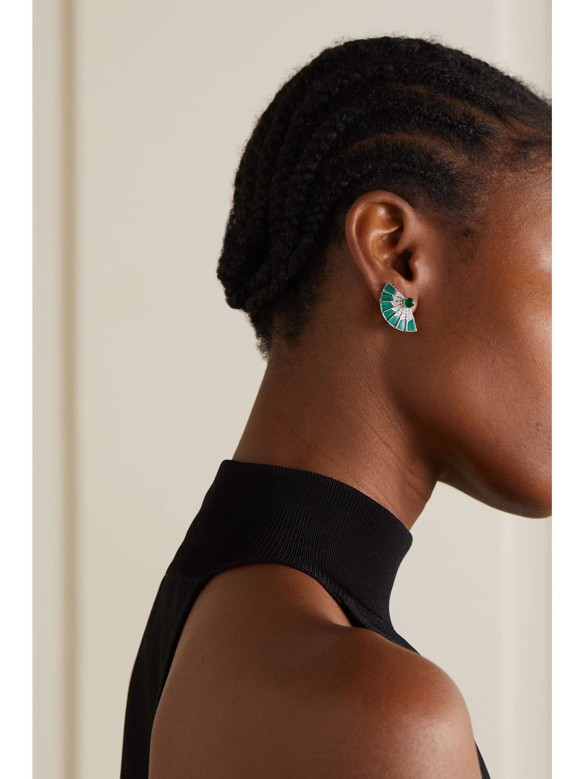 GARRARD Fanfare Symphony 18-karat white gold, opal, tourmaline and diamond earrings