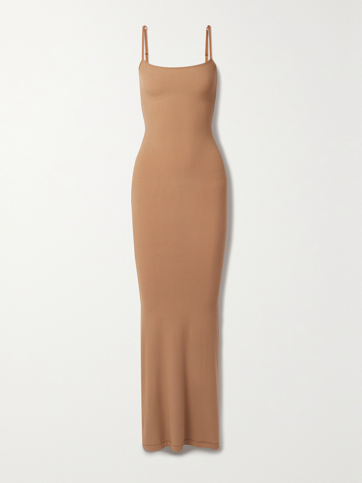 Skims Soft Lounge Ribbed Stretch-modal Slip Dress - Camel