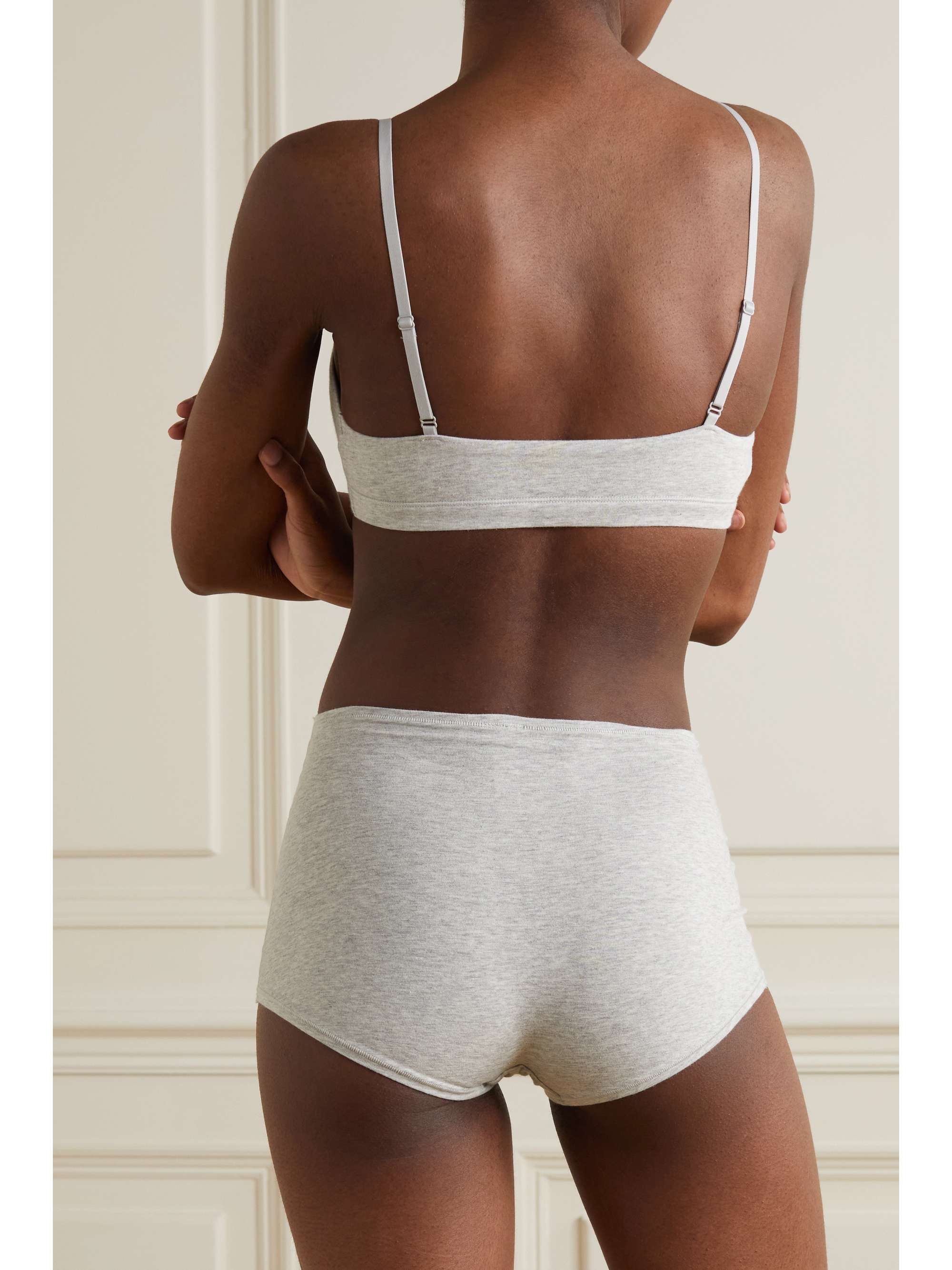 SKIMS Stretchcotton jersey boy shorts Light Heather Grey NETAPORTER