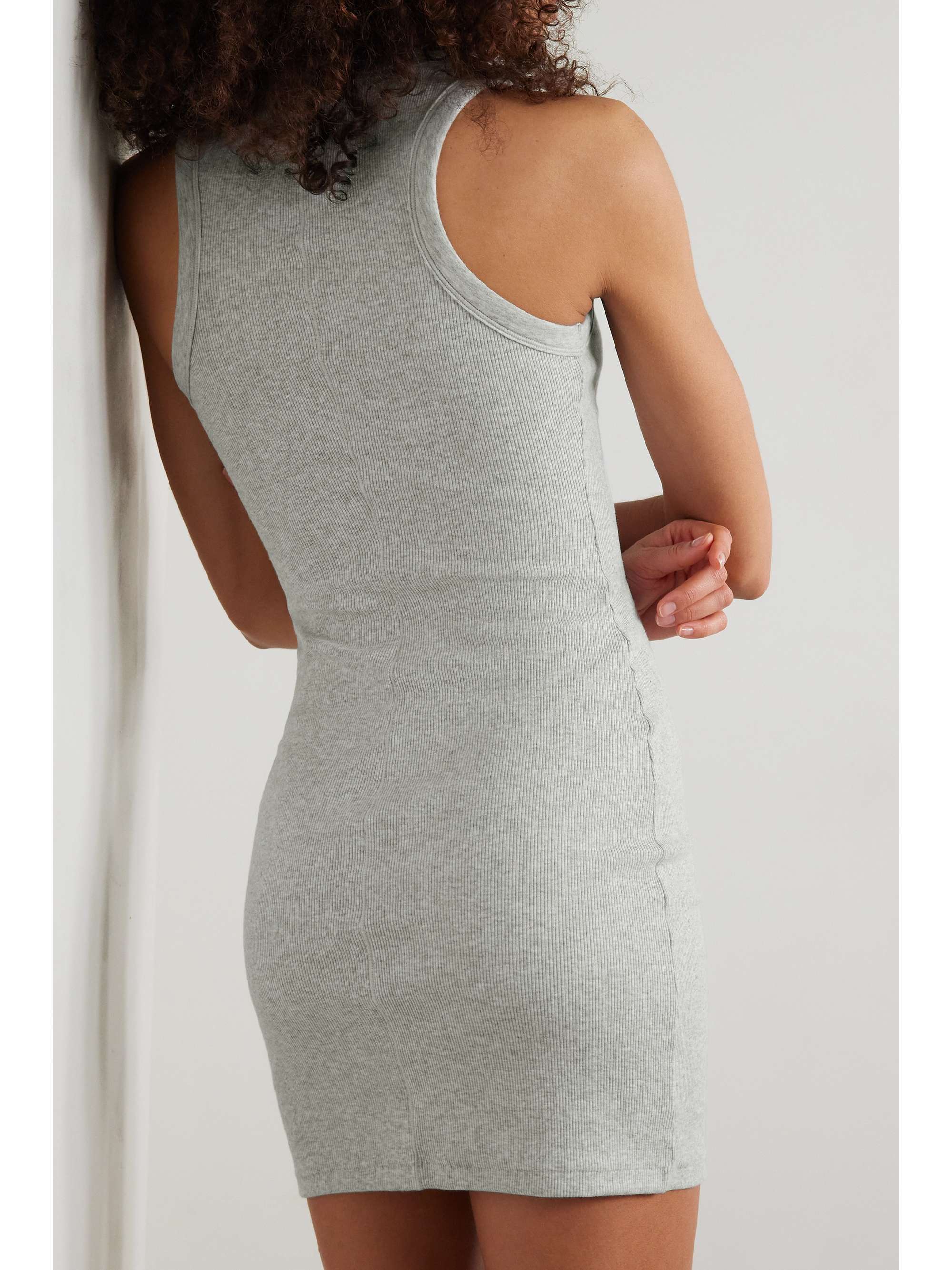 SKIMS Ribbed stretch-cotton jersey mini dress - Light Heather Grey