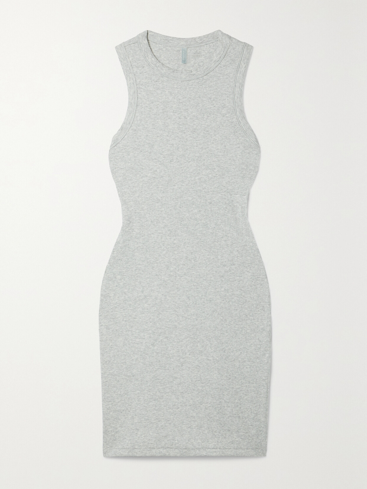 Skims Ribbed Stretch-cotton Jersey Mini Dress In Grey