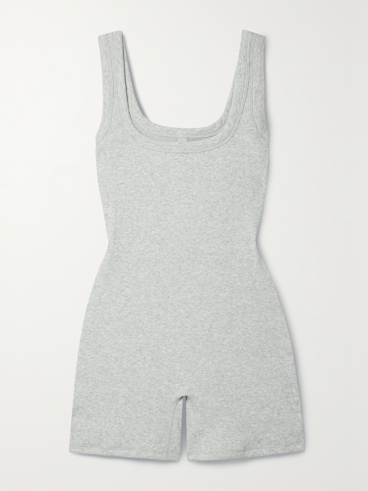 Skims Slim-fit Ribbed Stretch-cotton Playsuit In Grey