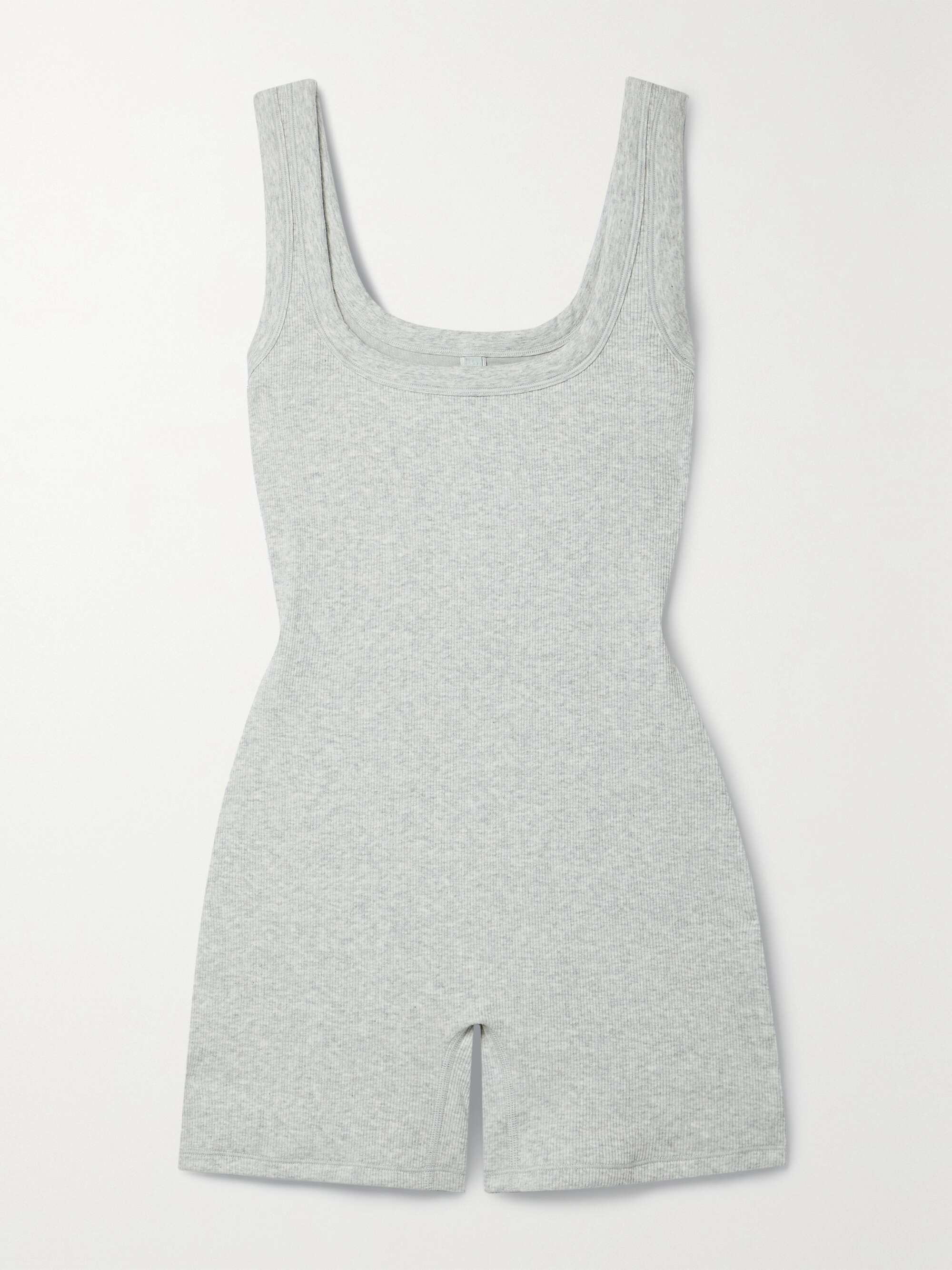 Ribbed stretch-cotton jersey playsuit - Light Heather Grey