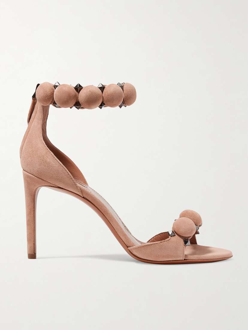 Alaïa La Bombe 90 Studded Suede Sandals