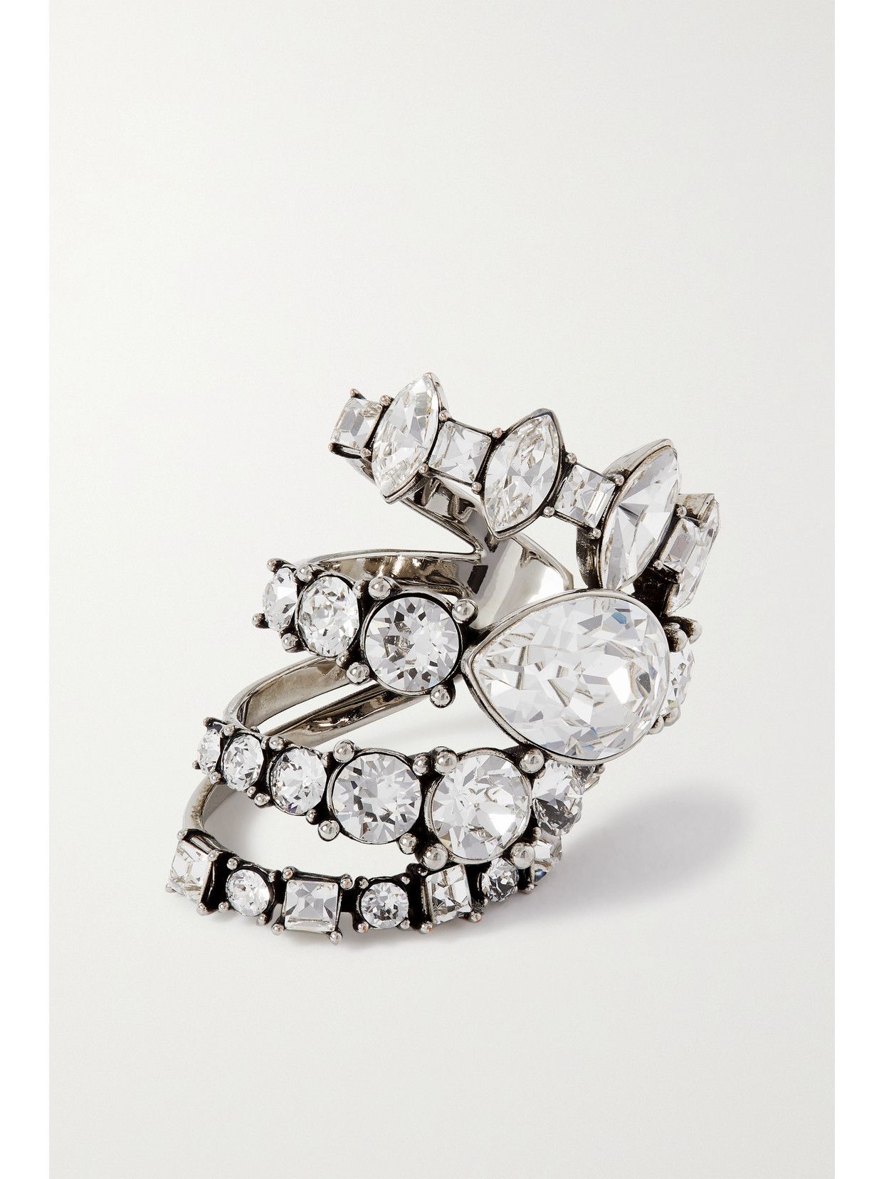 Alexander McQueen - Silver-tone Crystal Ring - one size