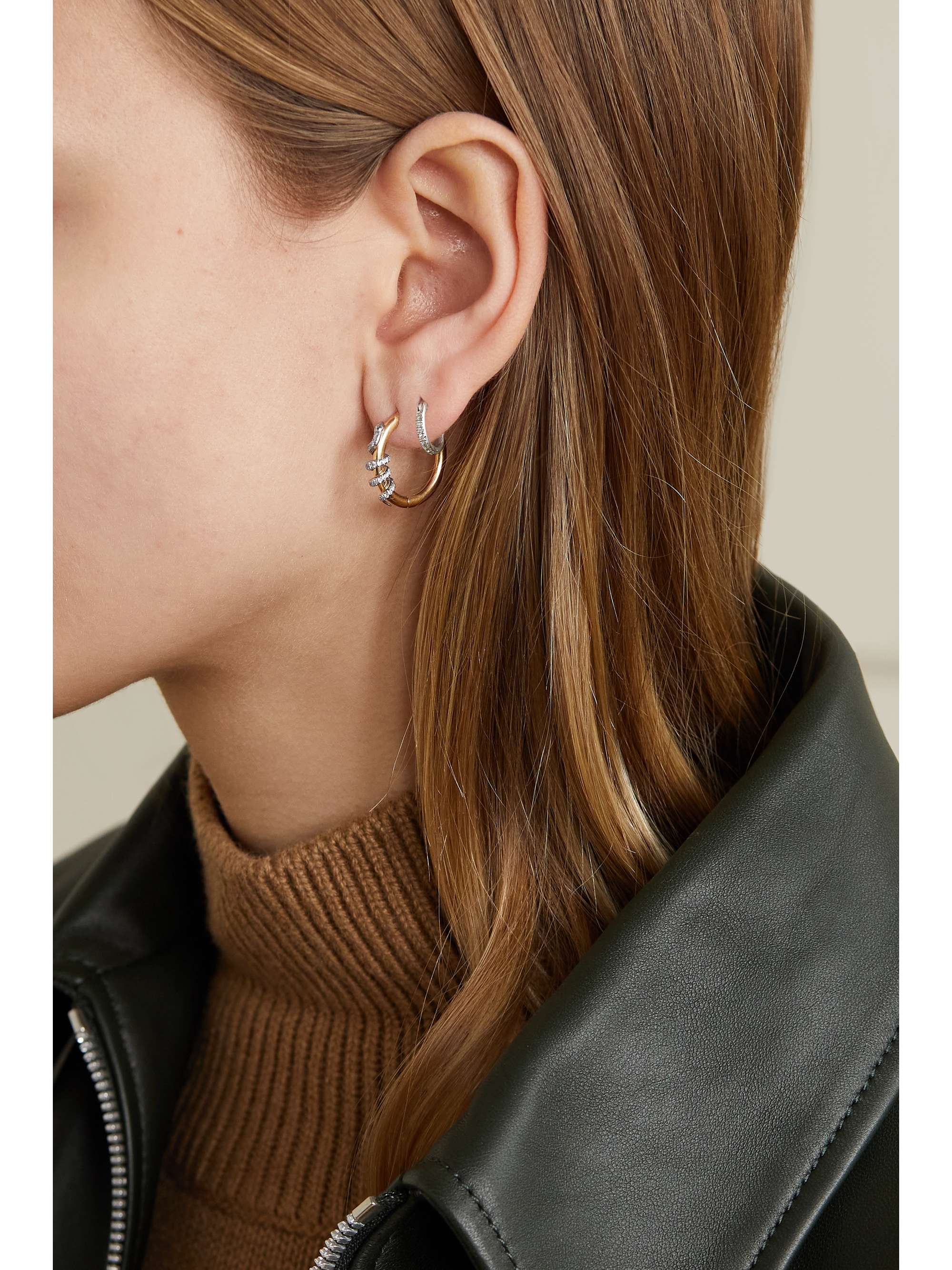 ILEANA MAKRI Twisted Boa 18-karat gold diamond hoop earrings