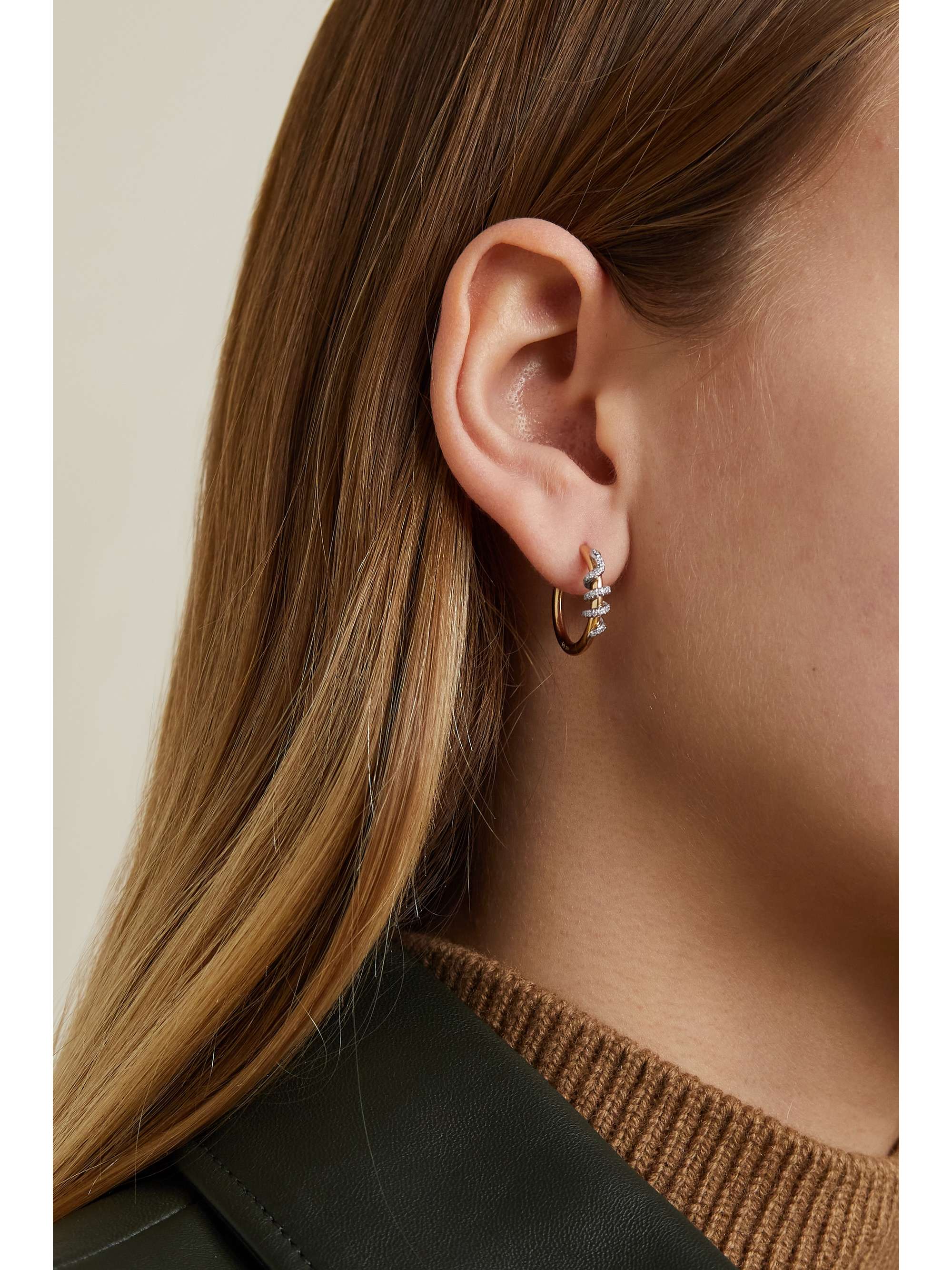 ILEANA MAKRI Twisted Boa 18-karat gold diamond hoop earrings